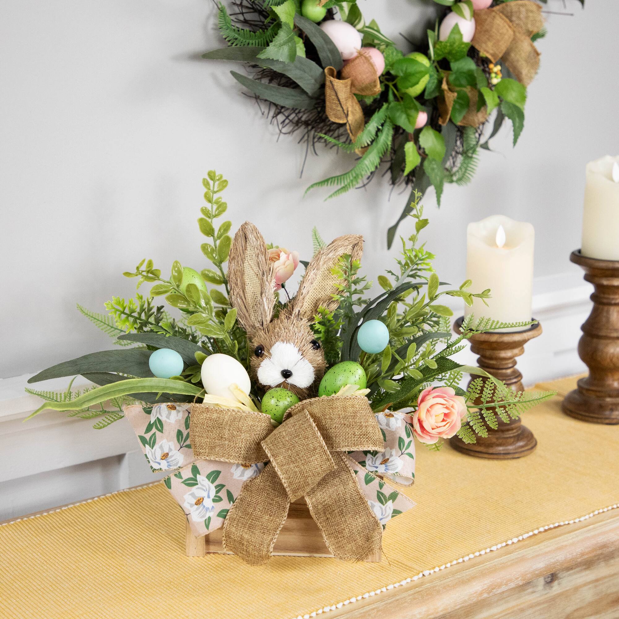 12&#x22; Boxed Floral Arrangement with Bunny Easter Decoration
