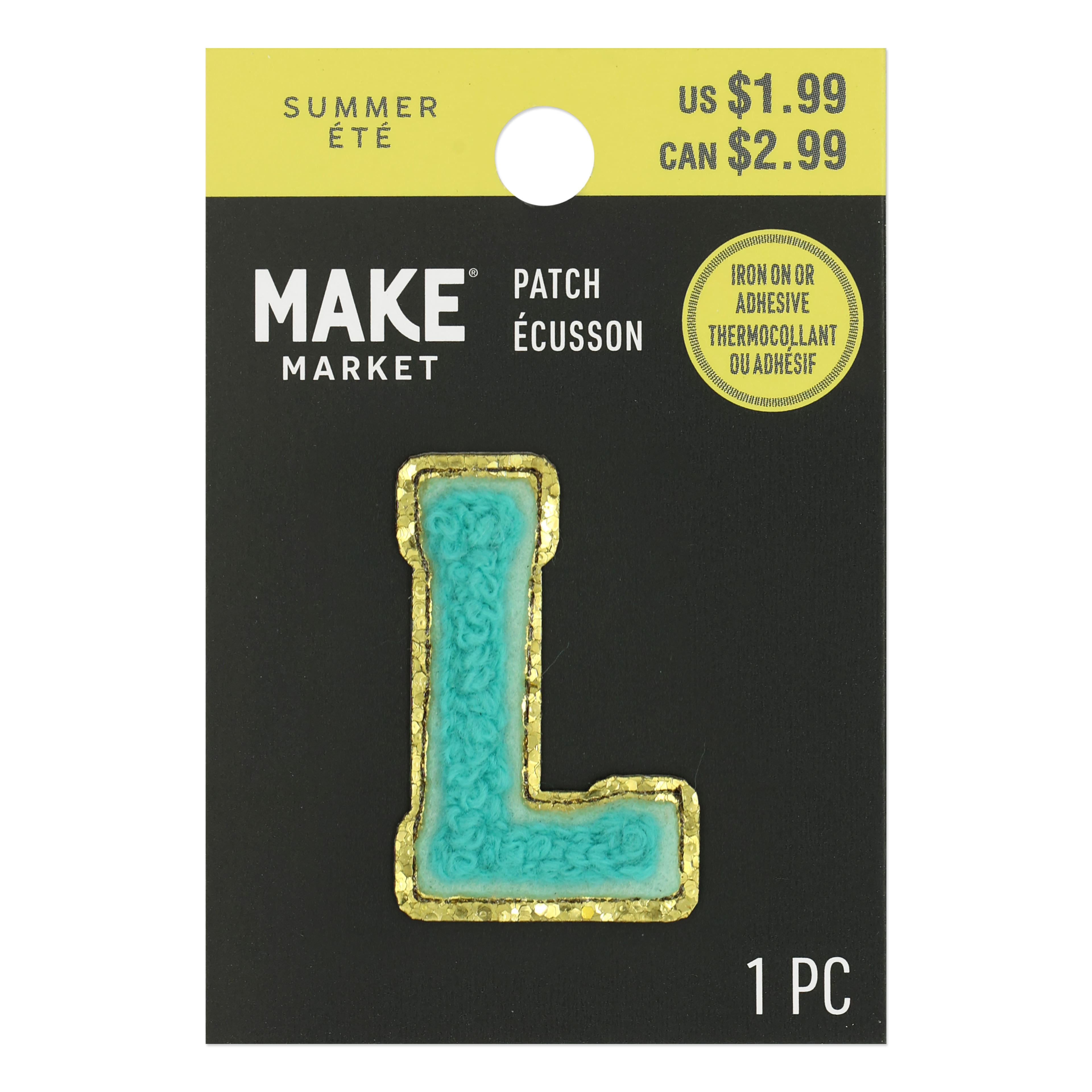 Mini Teal Chenille Letter Iron On &#x26; Adhesive Patch by Make Market&#xAE;