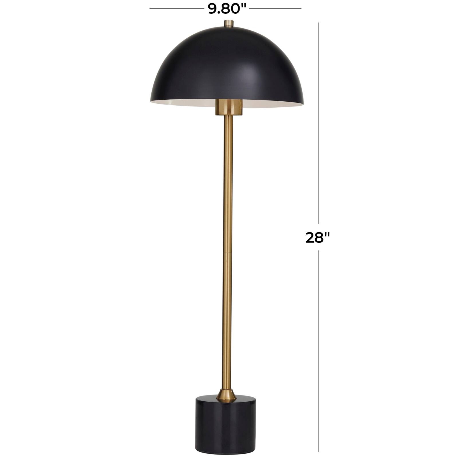 Black Metal Umbrella Style Desk Lamp with Marble Base 10" x 10" x 28