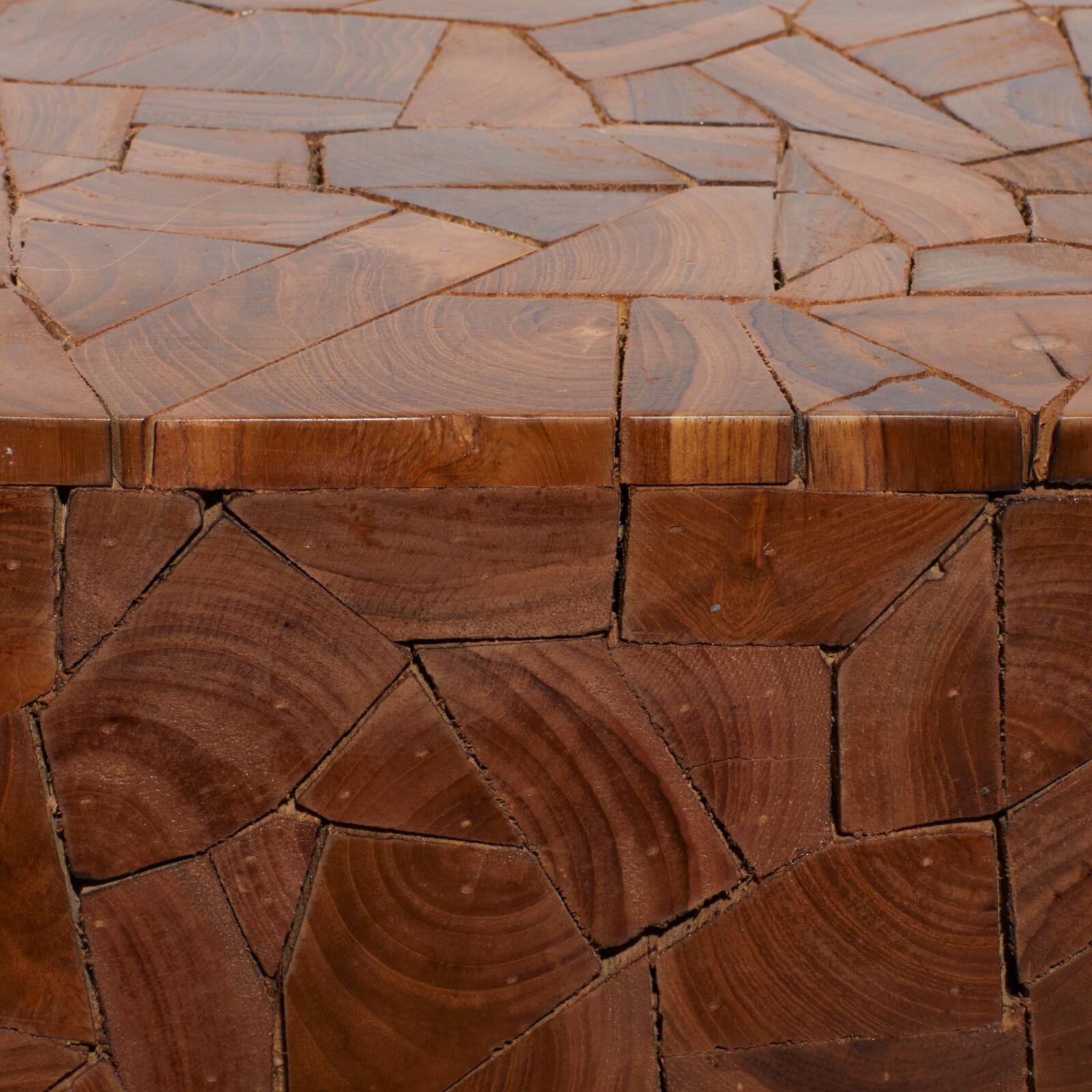 Brown Teak Wood Contemporary Accent Table 16" x 12" x 12"