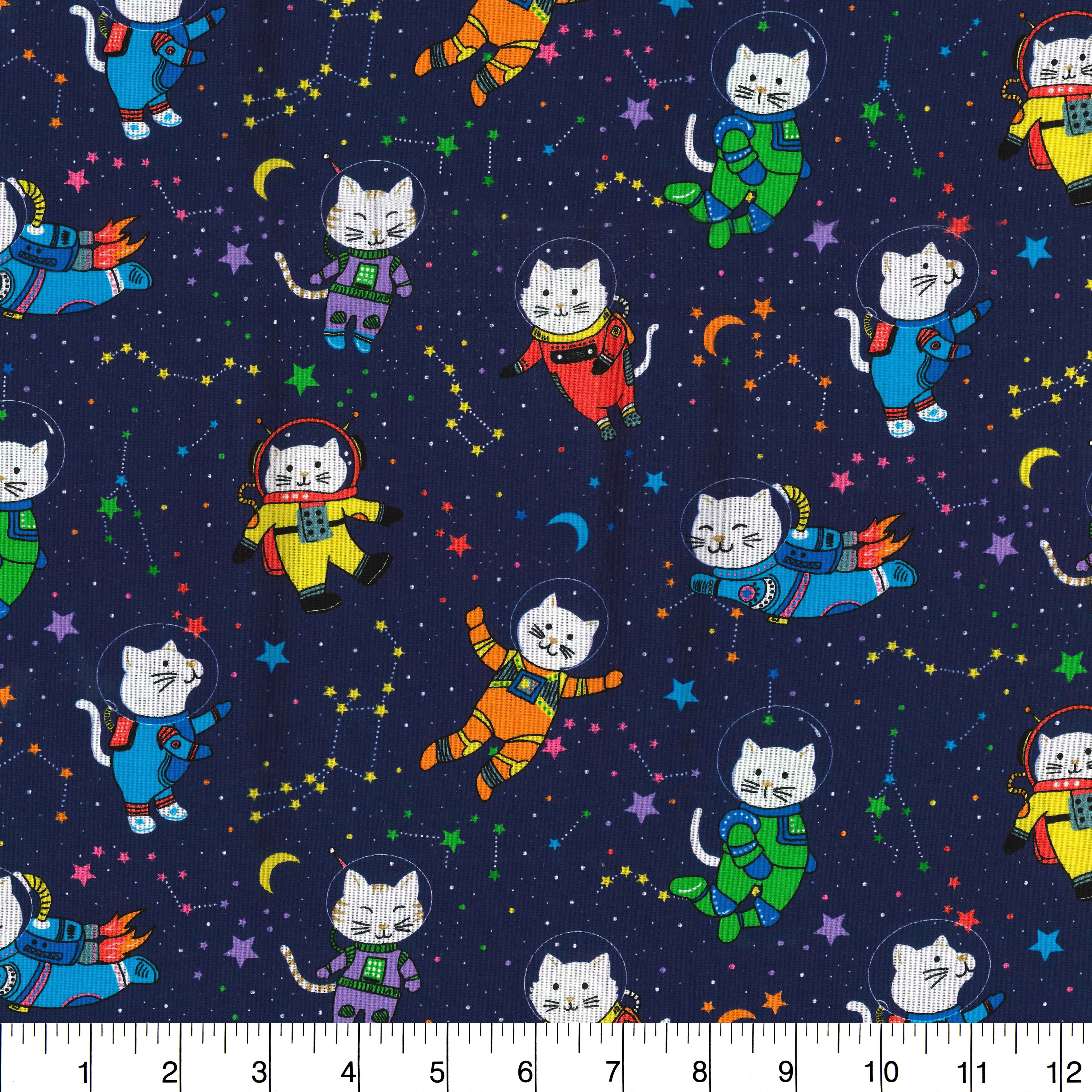 Fabric Traditions Space Kittens Cotton Fabric