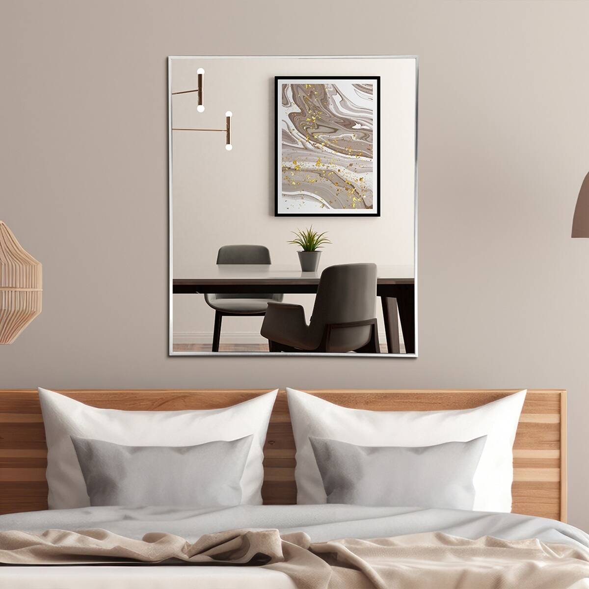 Head West Brushed Nickel Rectangular Framed Accent Vanity Mirror