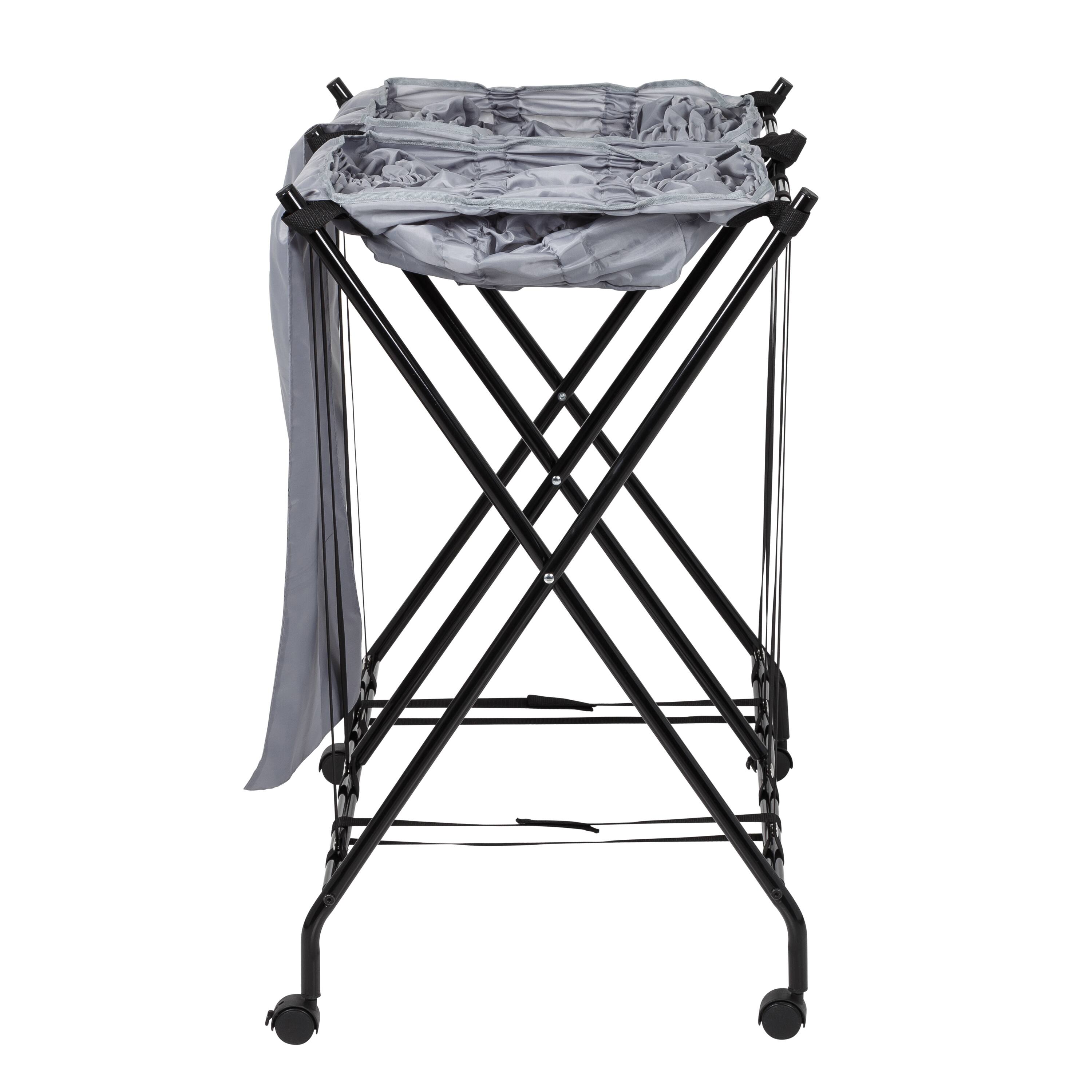 Honey Can Do Black/Gray Double Bounce Back Hamper with Wheels and Lid