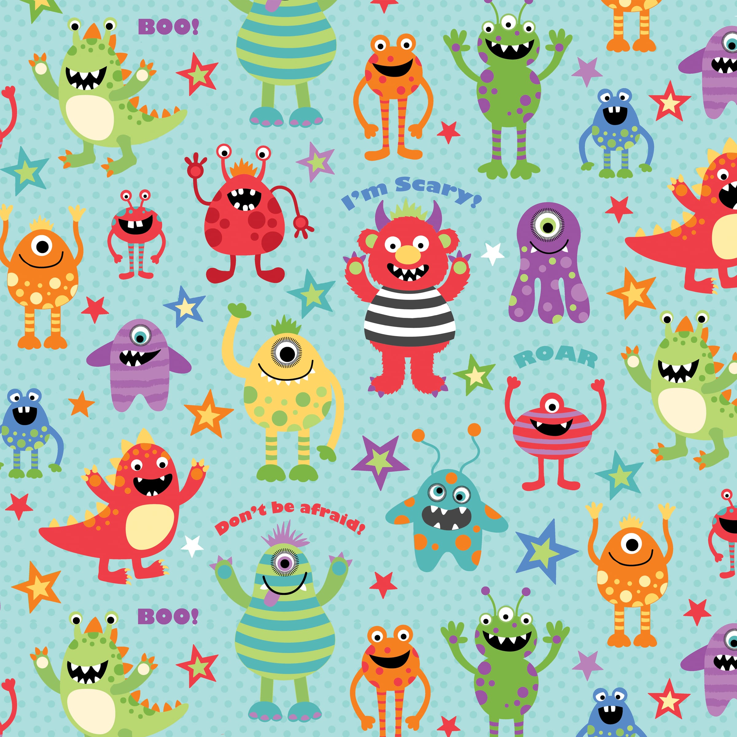  Fun Monsters Cotton Fabric