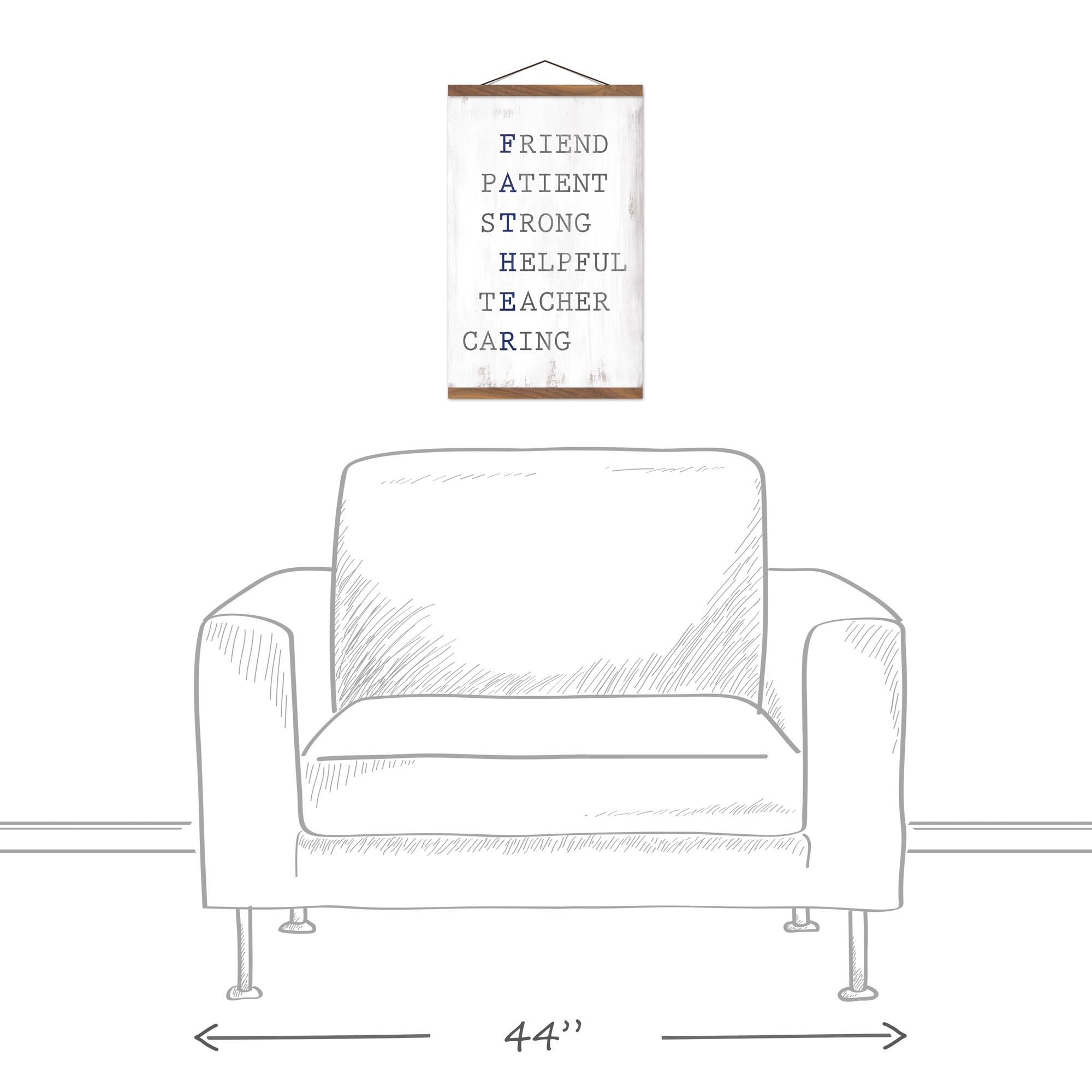 Father Acrostic Teak Hanging Canvas