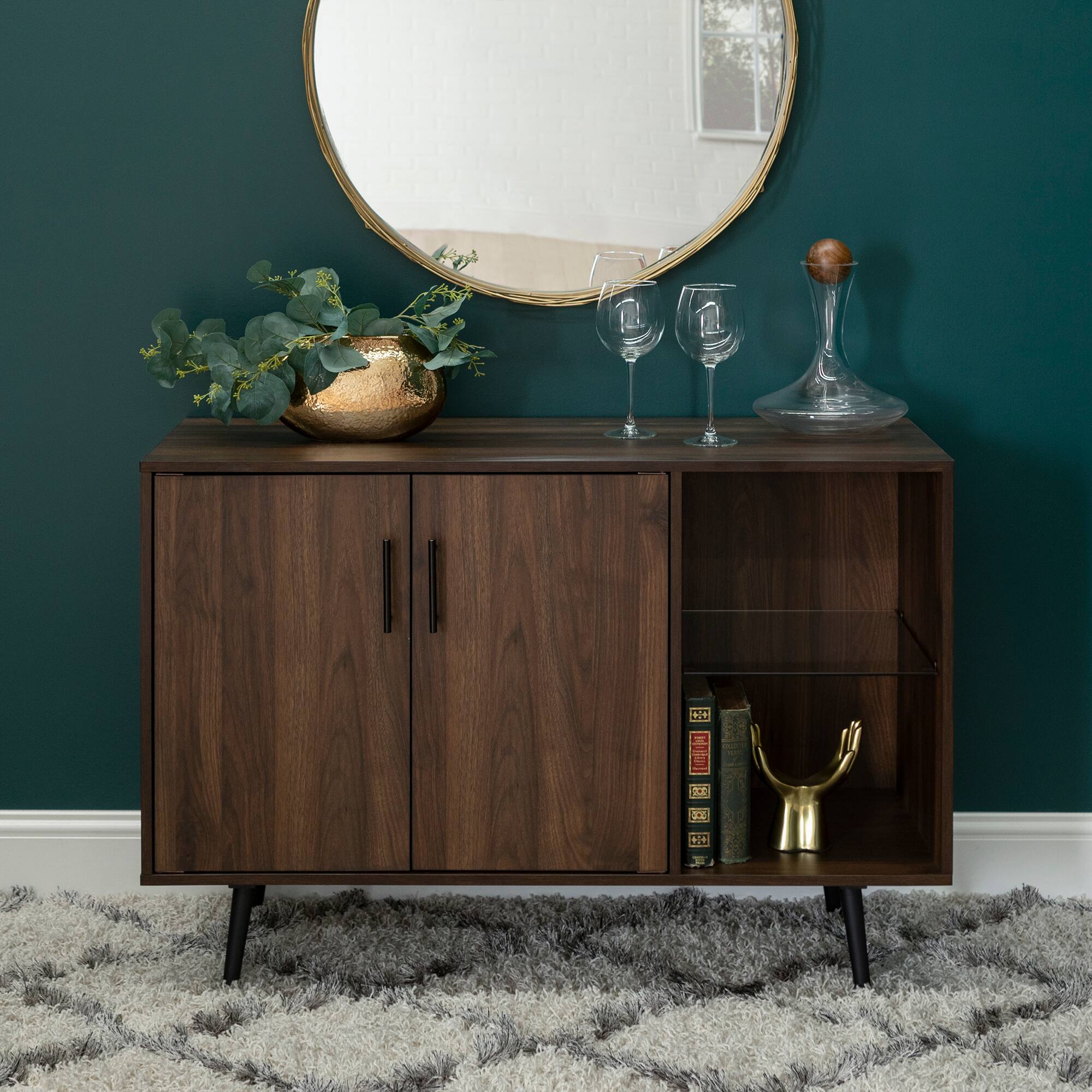 Walker Edison 44" Dark Walnut Mid Century Modern Buffet