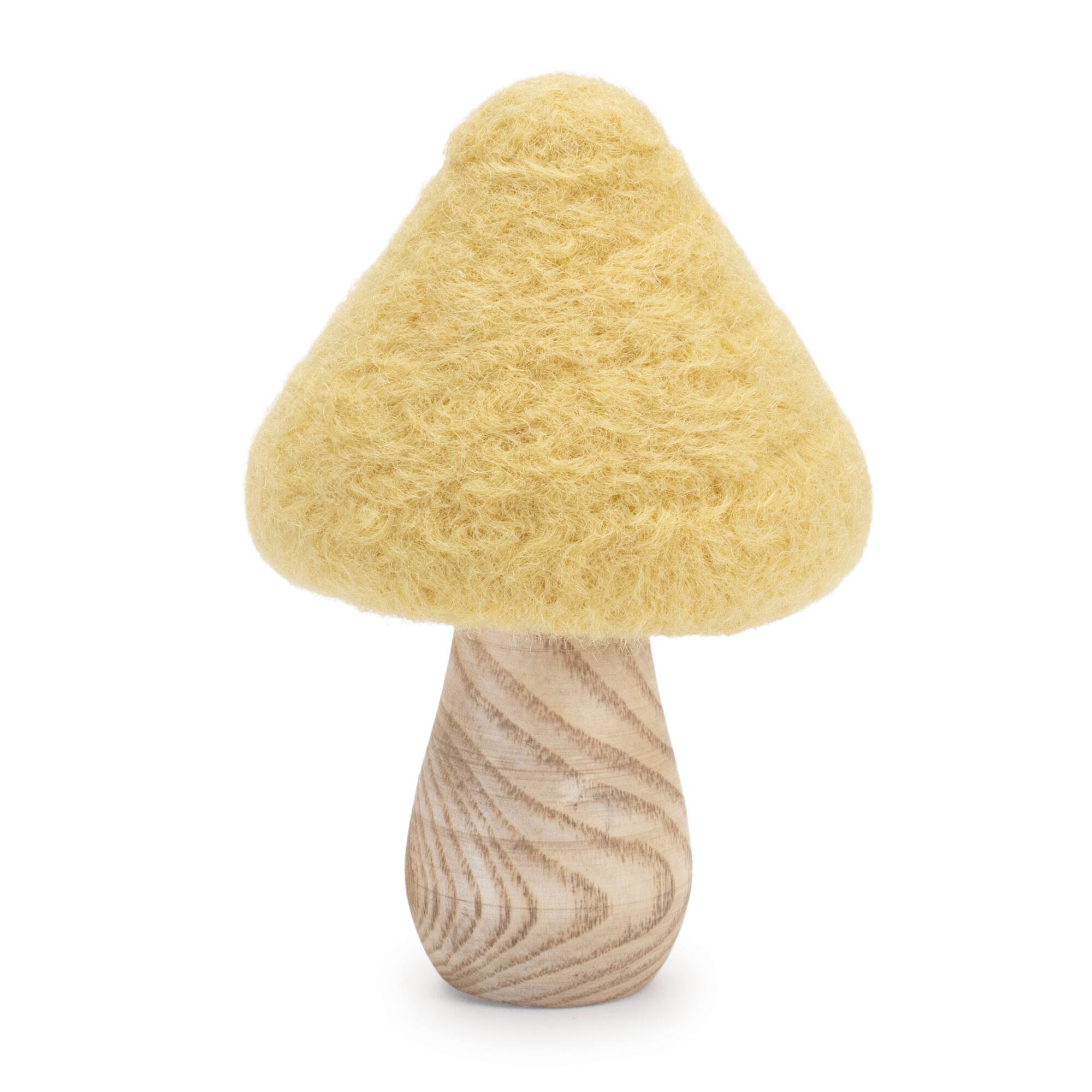 4.25&#x22; Felt &#x26; Wood Mushroom D&#xE9;cor Set