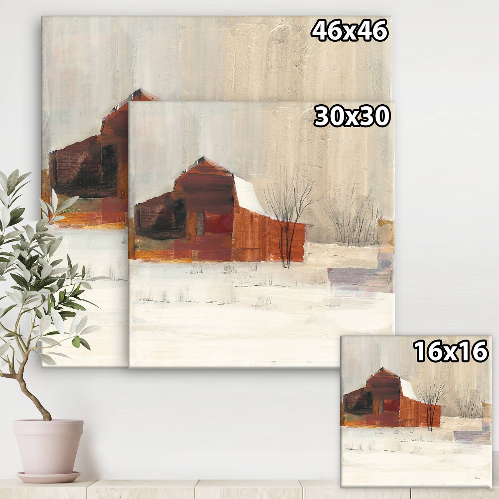 Designart - Winter in the Barns - Farmhouse Canvas Art