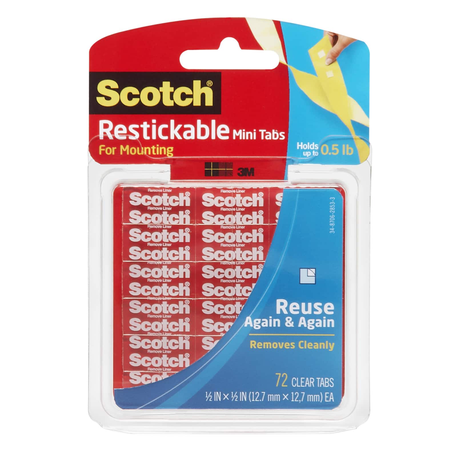 24 Packs: 72 ct. (1,728 total) 3M Scotch&#xAE; Restickable Mini Mounting Tabs