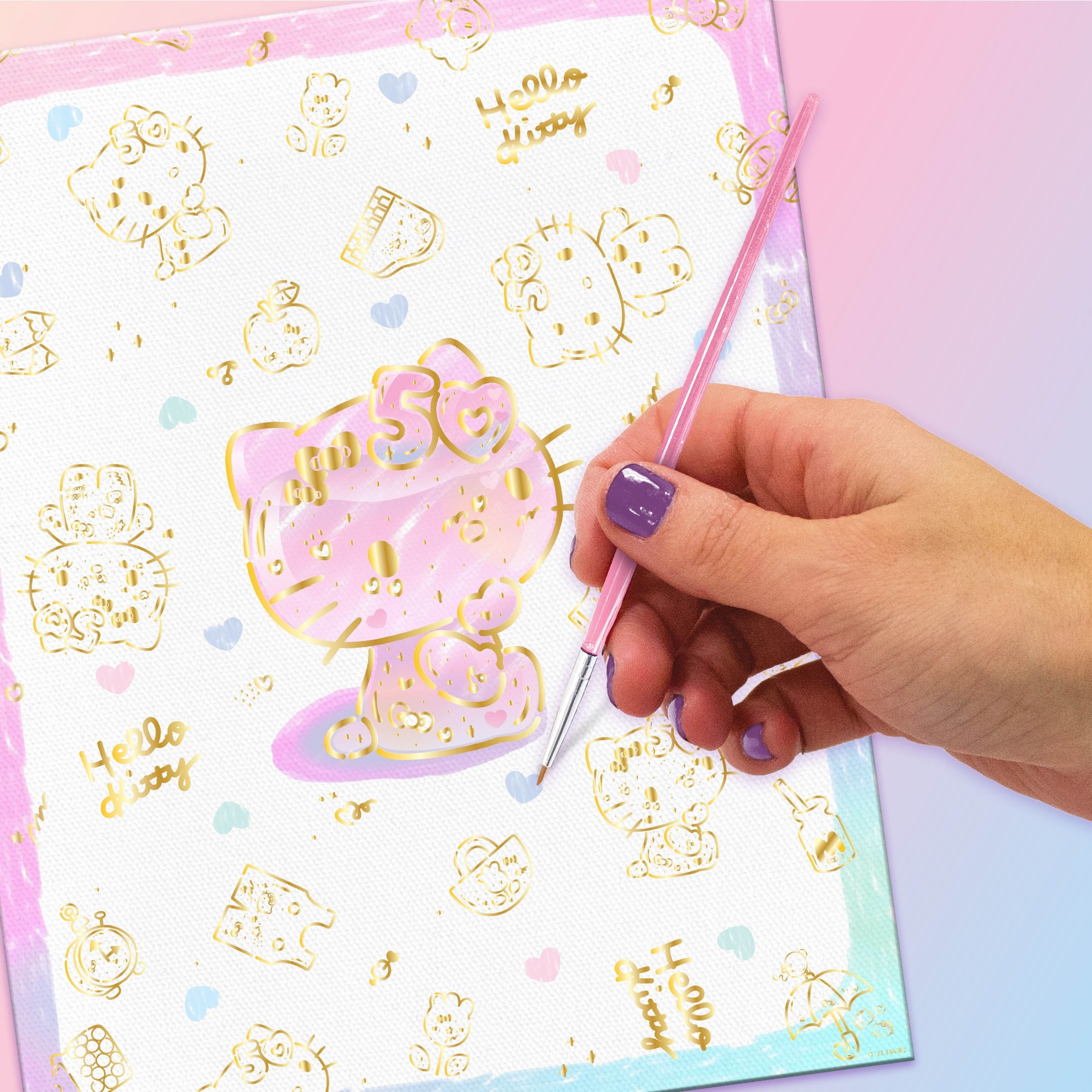 STMT&#xAE; Hello Kitty&#xAE; 50th Anniversary Paint &#x26; Reveal Wall Art Kit