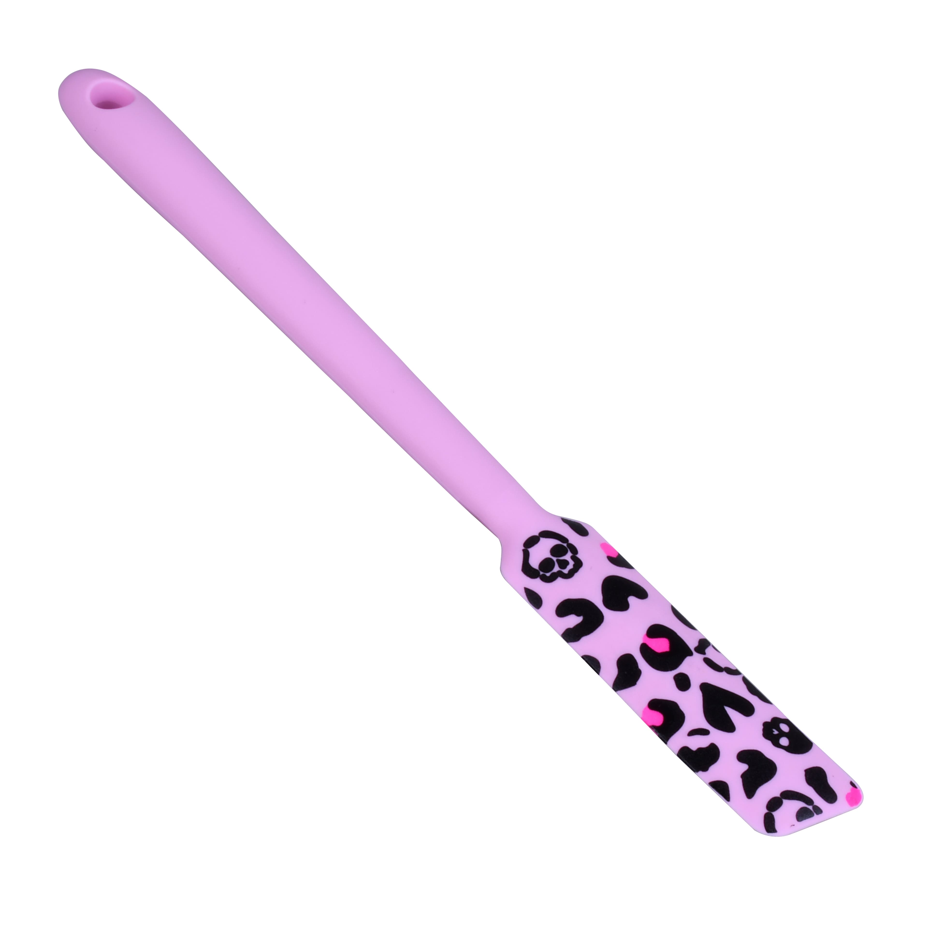 Mini Pink Skull Leopard Print Silicone Jar Spatula by Makery&#x2122;