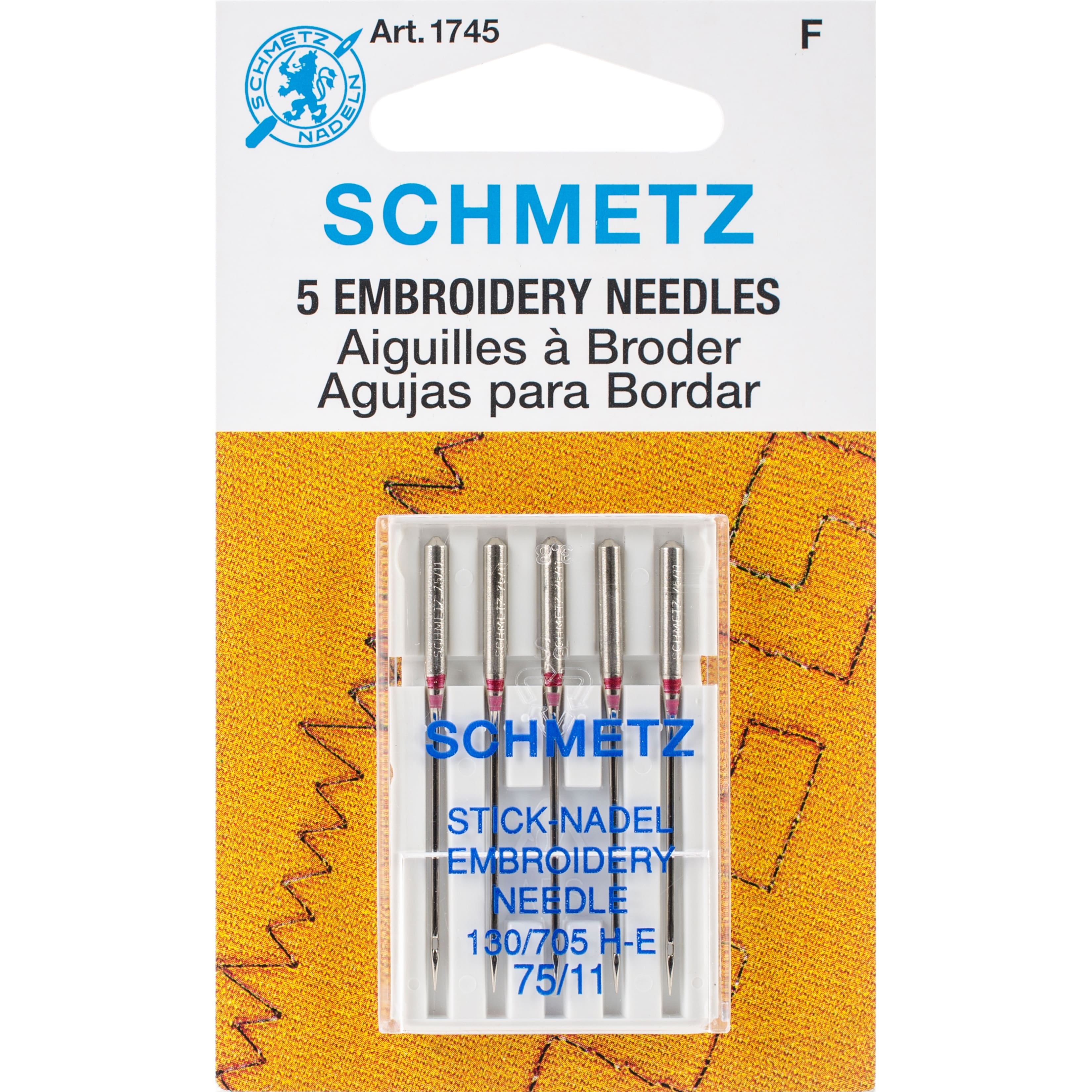 Euro-Notions Schmetz Embroidery Machine Needles, 11/75, 5ct.
