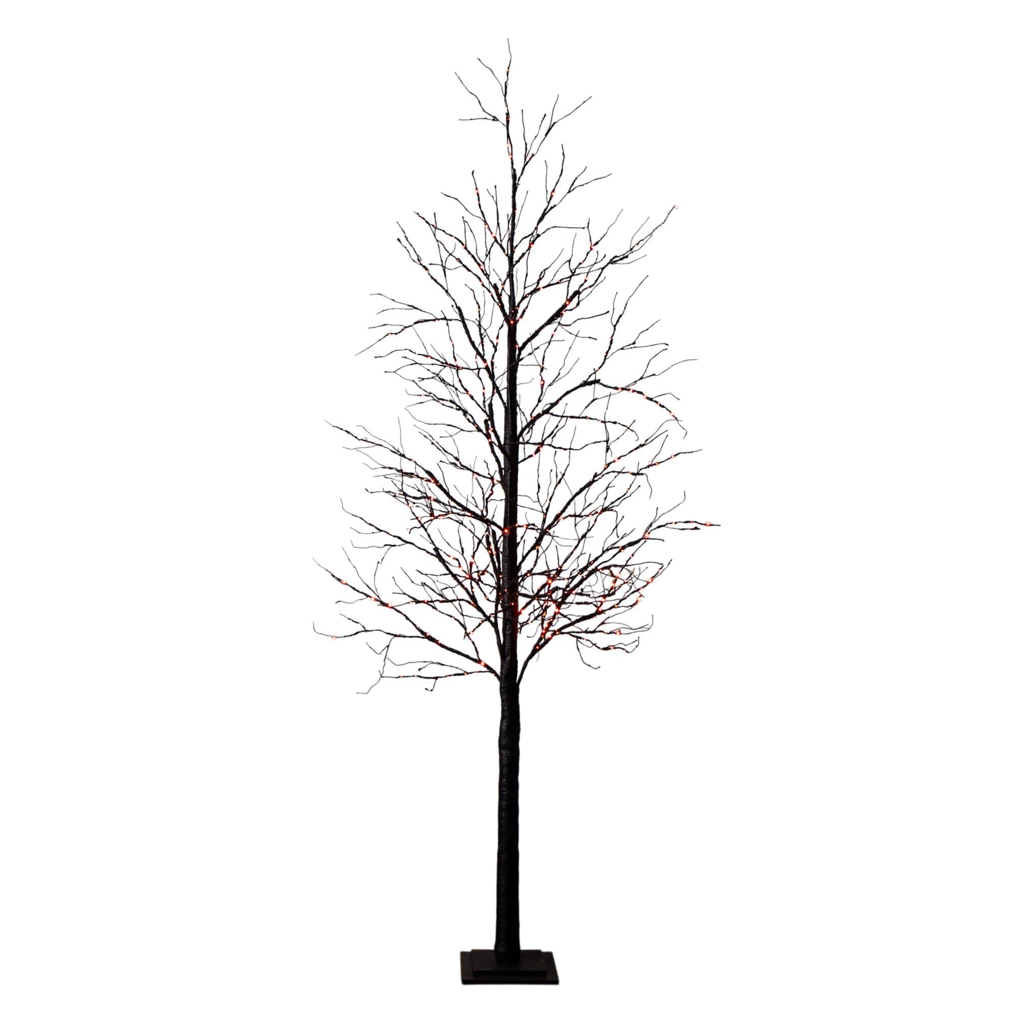 8ft. Pre-Lit Halloween Black Twig Artificial Tree with 510 Orange &#x26; Purple LED Lights