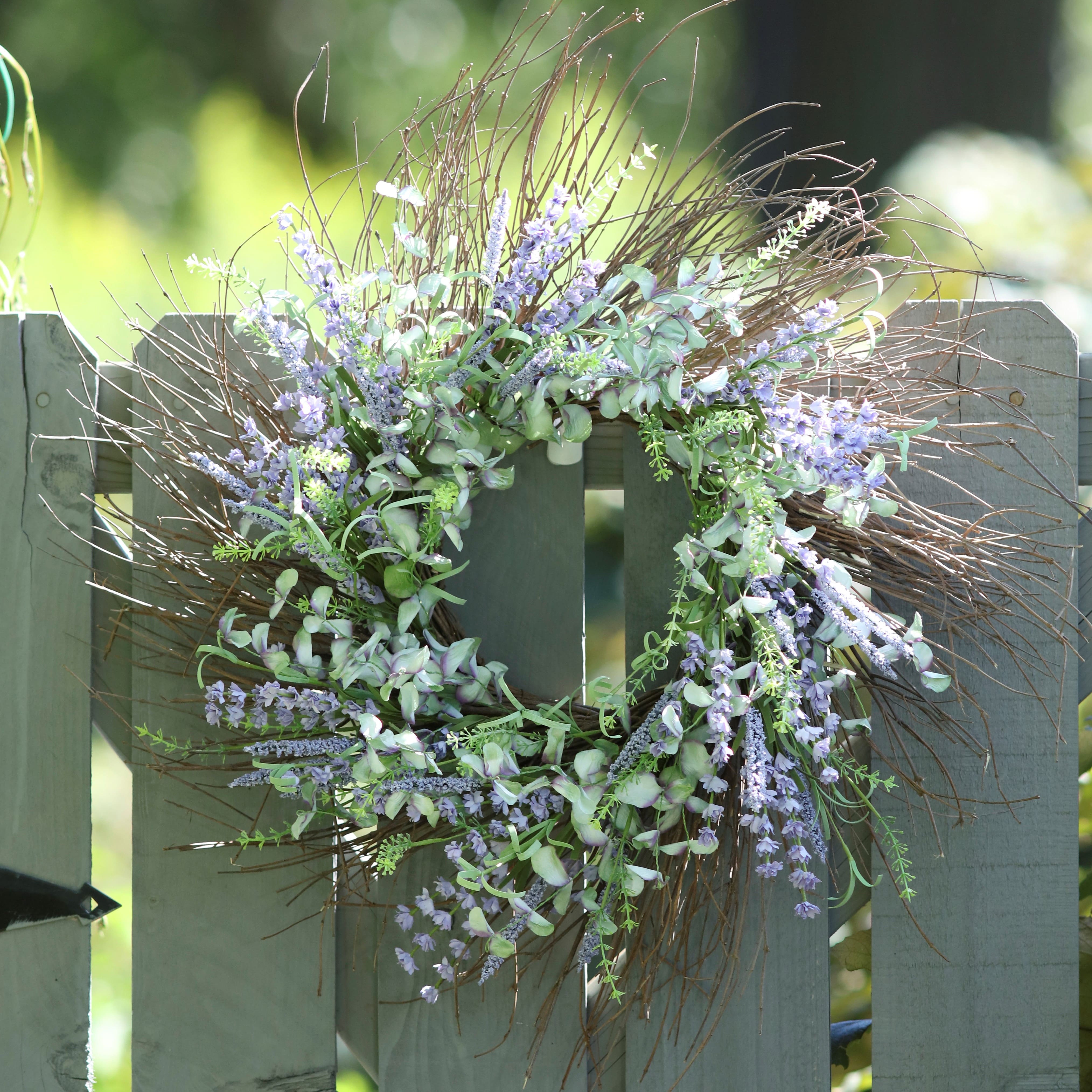 30.5&#x22; Purple &#x26; Green Floral Wreath 