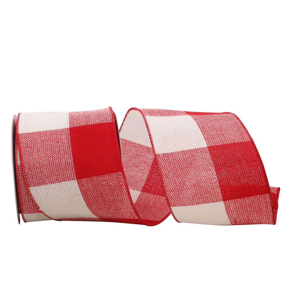 JAM Paper 4" x 10yd. Wired Grande Gingham Check Ribbon
