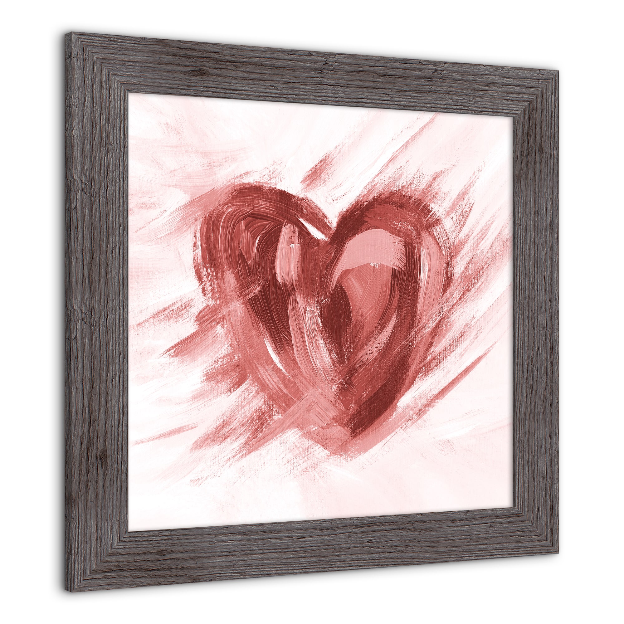 Abstract Painted Heart 16&#x22; x 16&#x22; Western Gray Framed Print