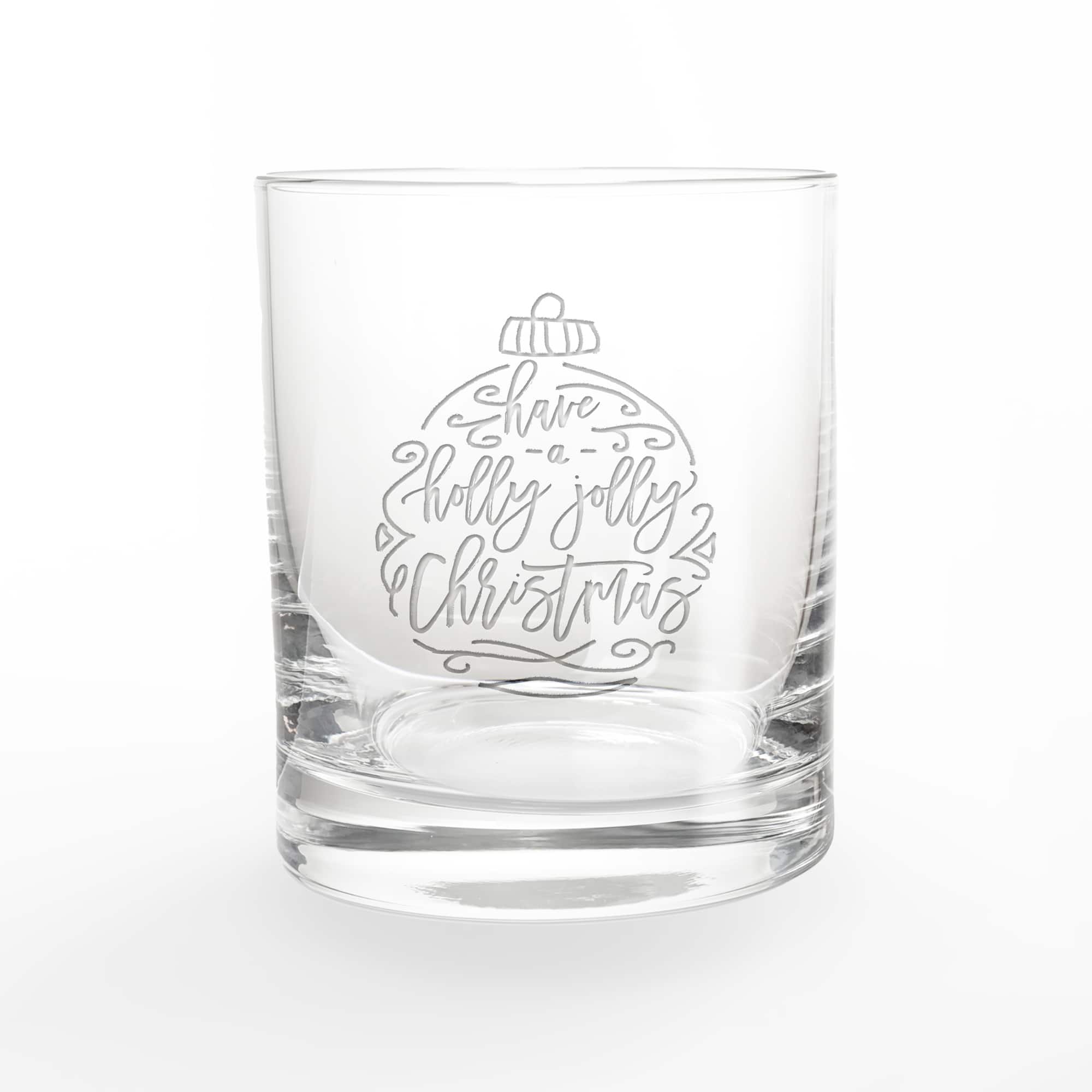 Holly Jolly Christmas Script 11oz. Whiskey Glass