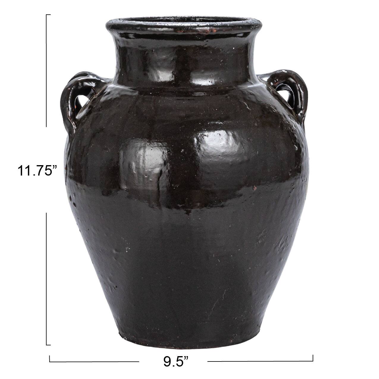 Hello Honey® 12" Black Decorative Clay Jar