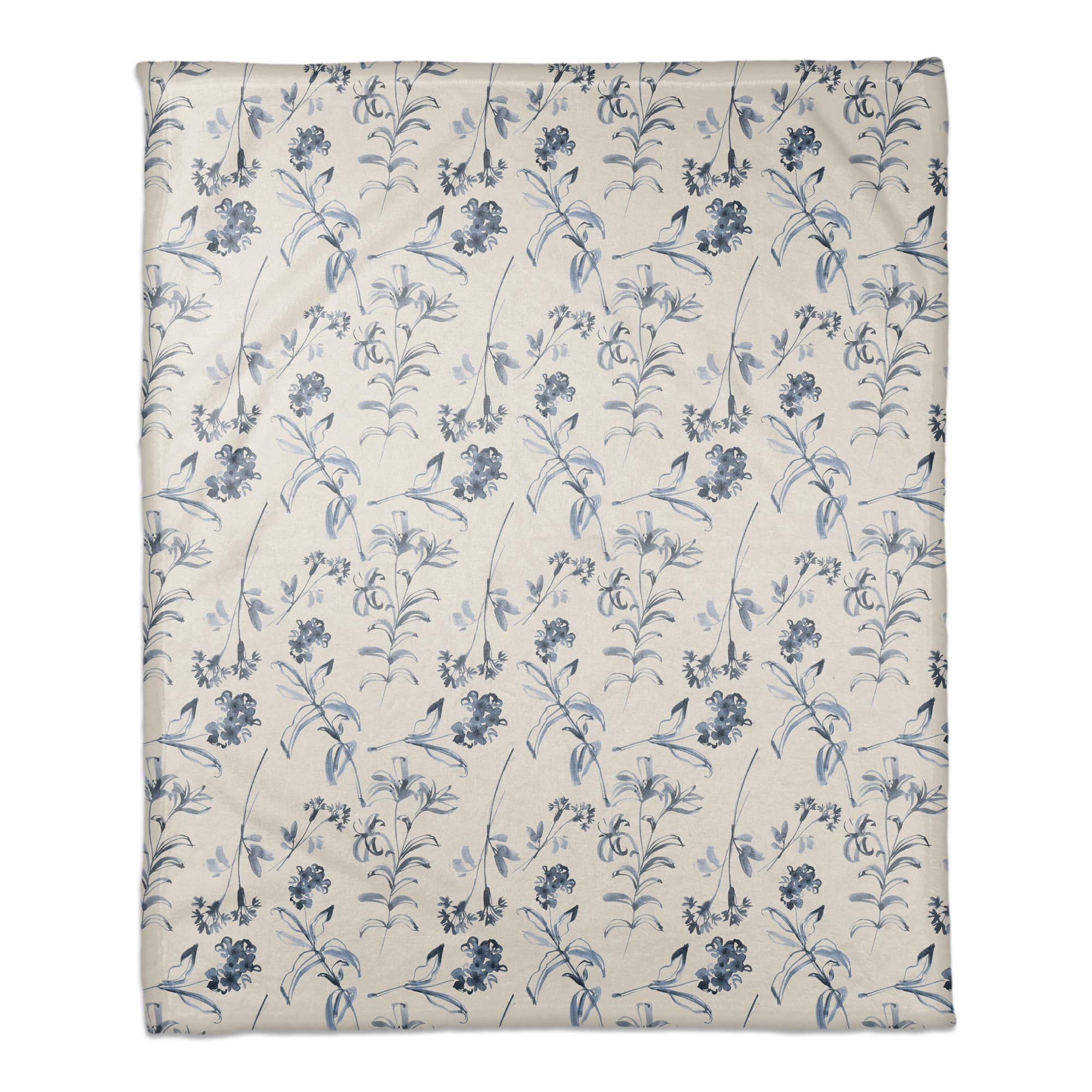 Blue Floral Pattern 50&#x22; x 60&#x22; Coral Fleece Blanket
