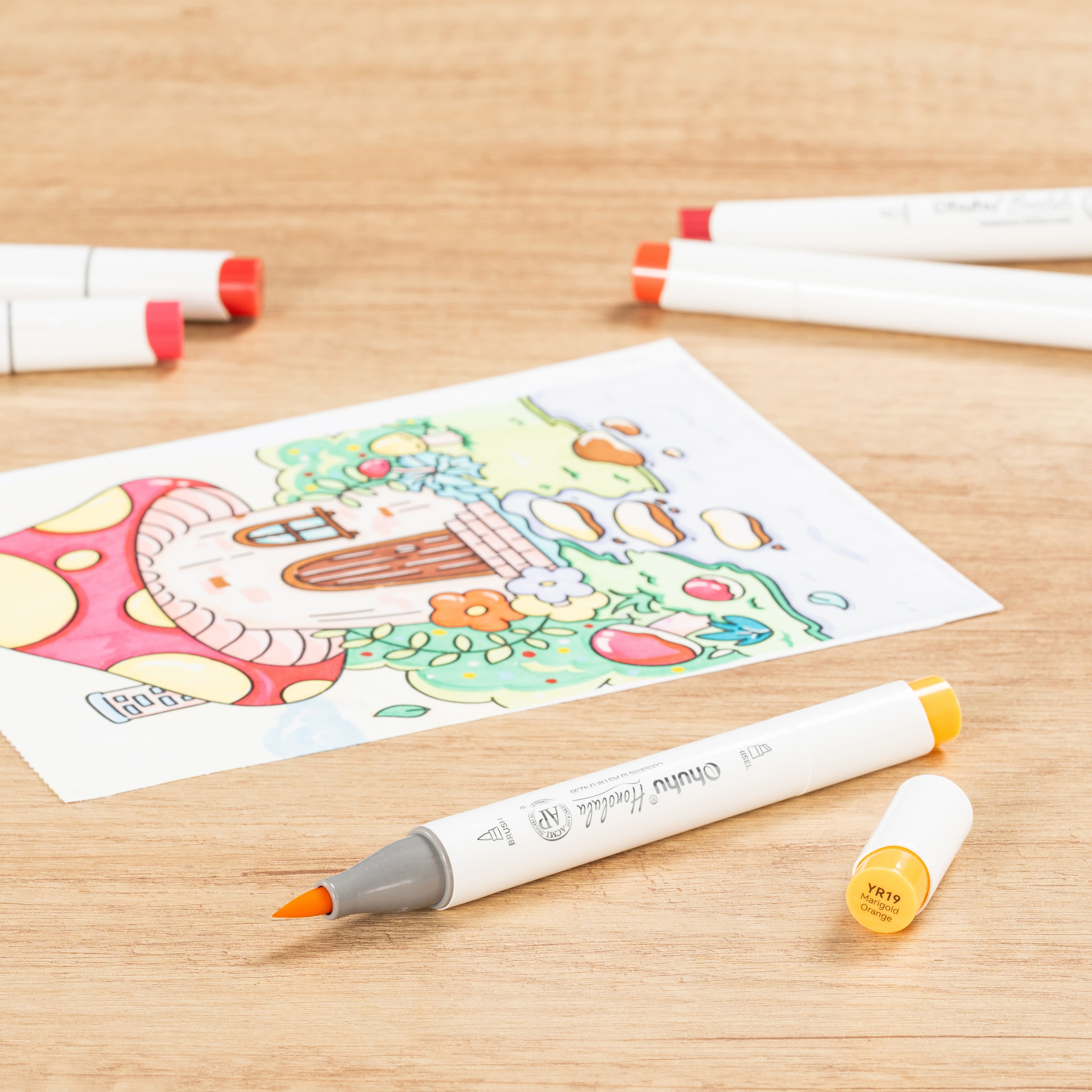 Ohuhu&#xAE; Honolulu Brush &#x26; Chisel Dual Tip Marker