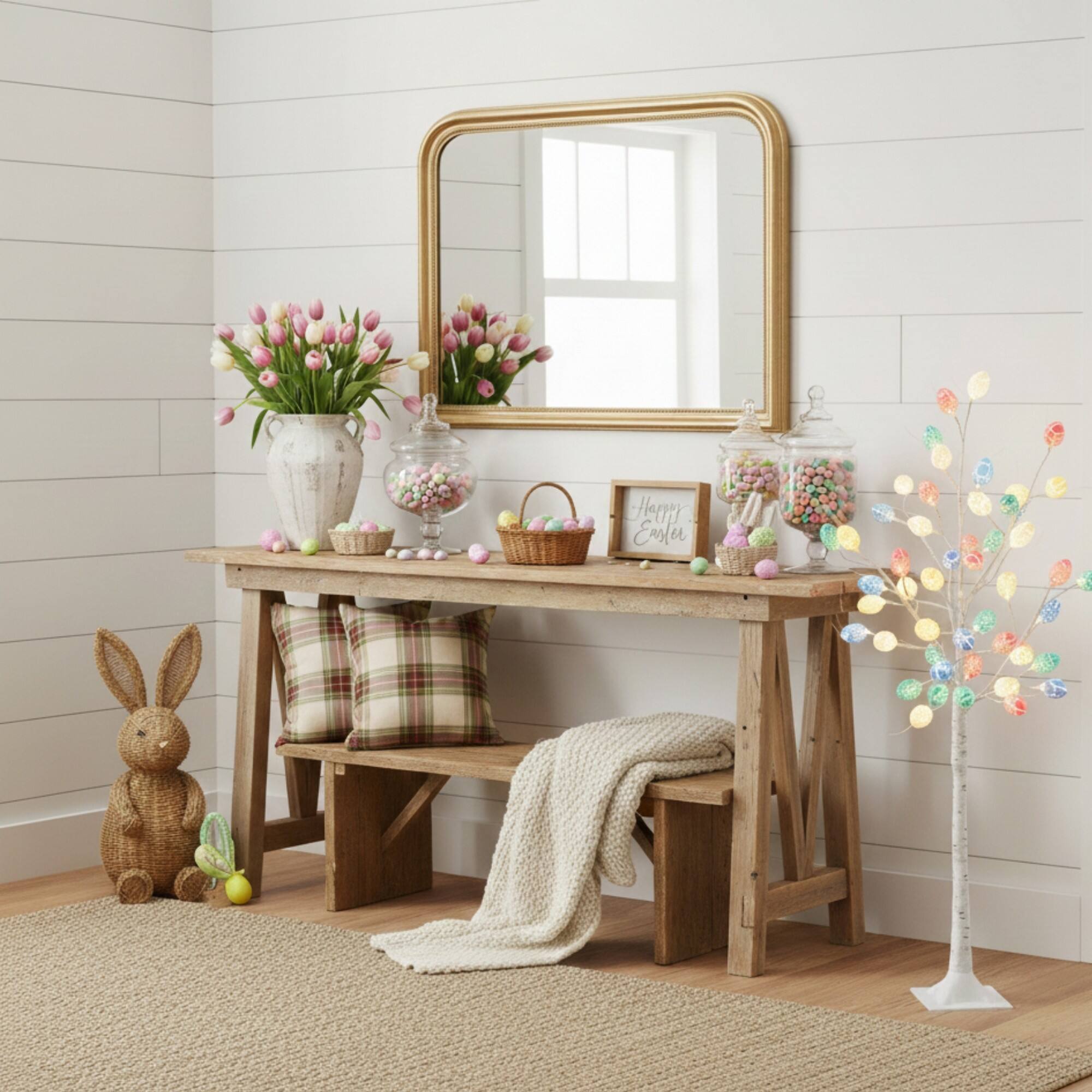 4ft. Pre-Lit Artificial Easter Twig Tree with 48 Egg Shaped LED Ornaments