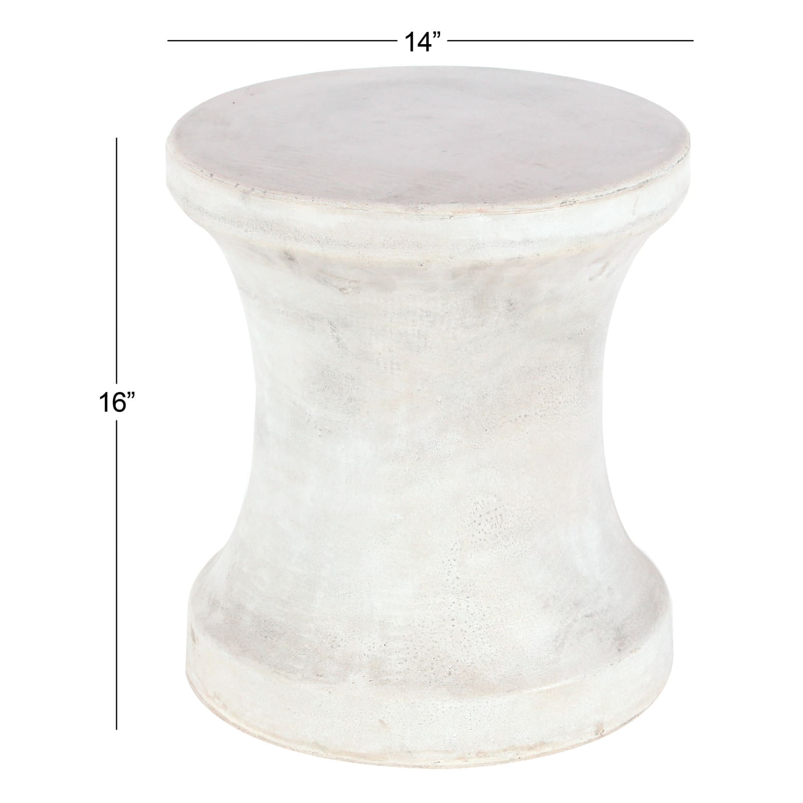 White Fiber Clay Contemporary Outdoor Stool, 16&#x22; x 14&#x22; x 14&#x22;