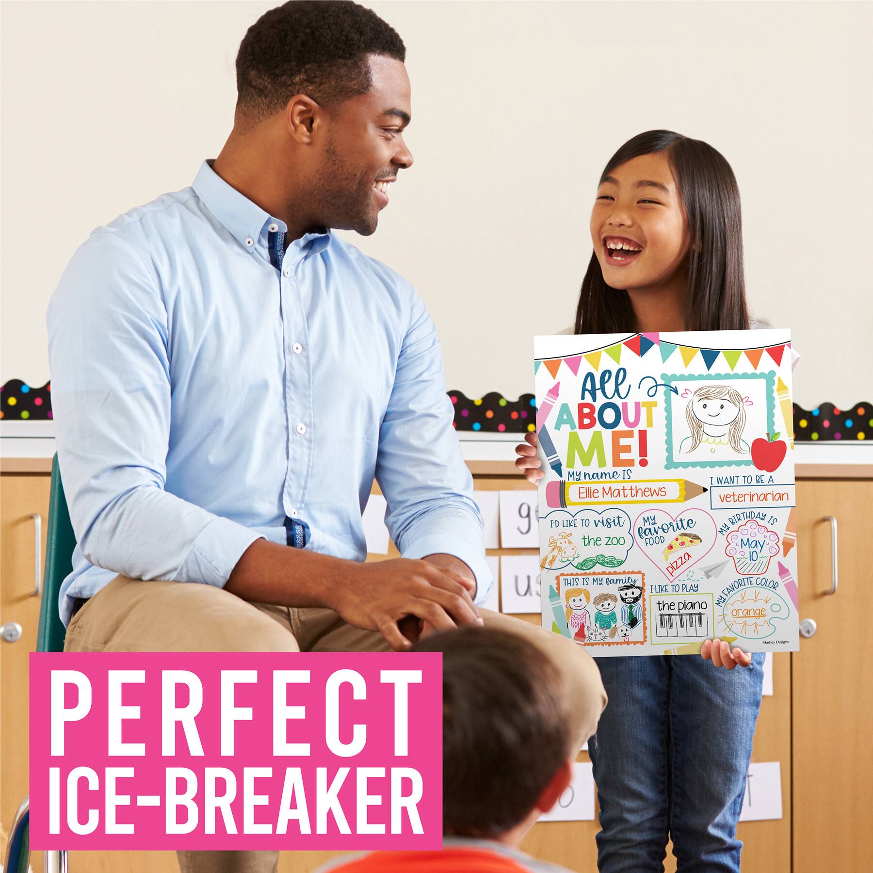 Hadley Designs Colorful Star Student Read All About Me Posters, Set of 20