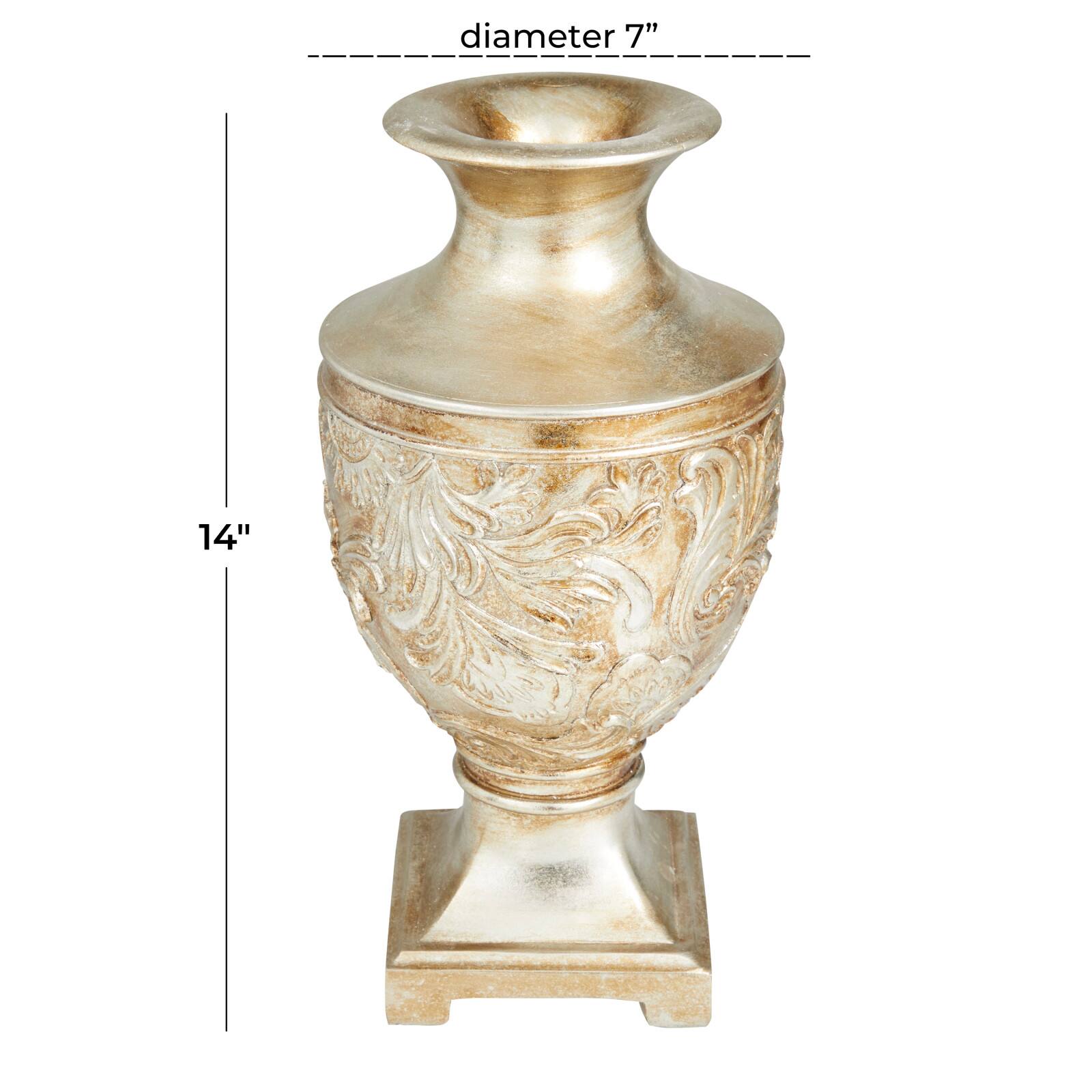 Gold Polystone Traditional Vase, 7" x 7" x 7"