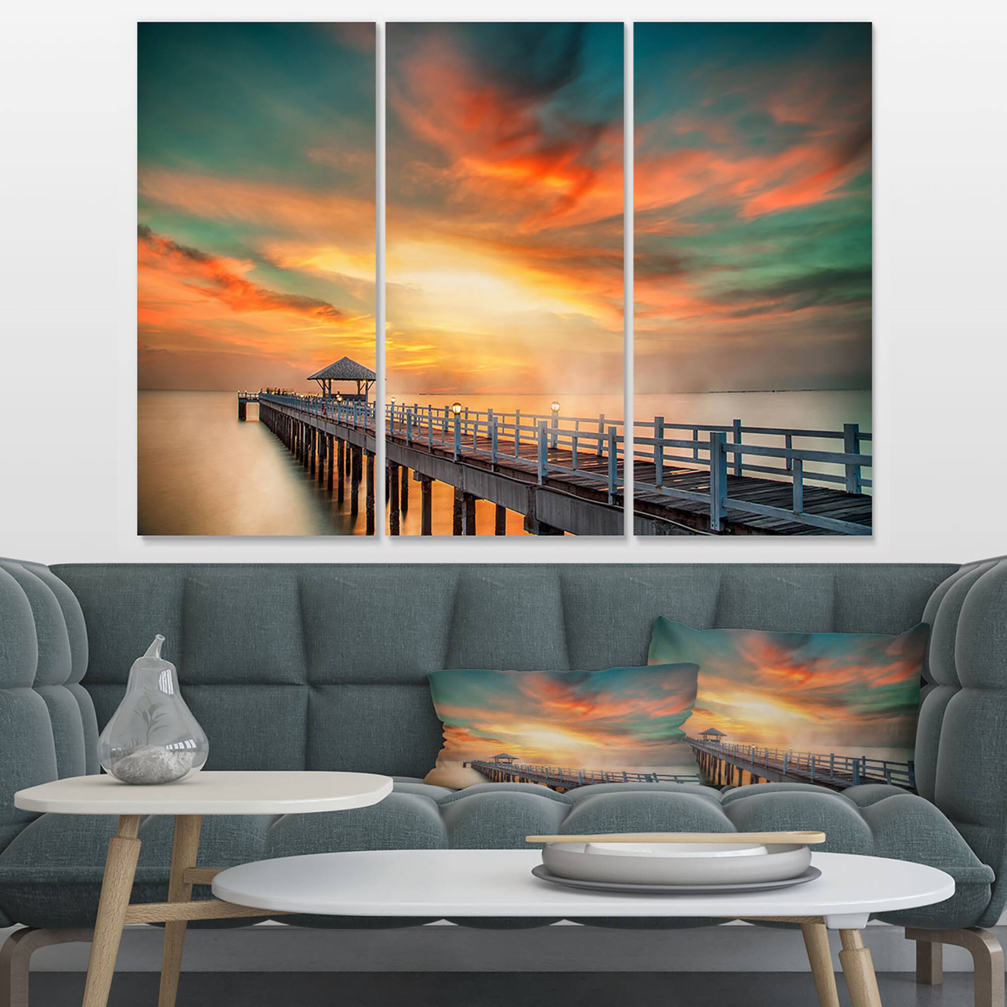 Designart - Wooden Pier - Landscape Photo Canvas Art Print