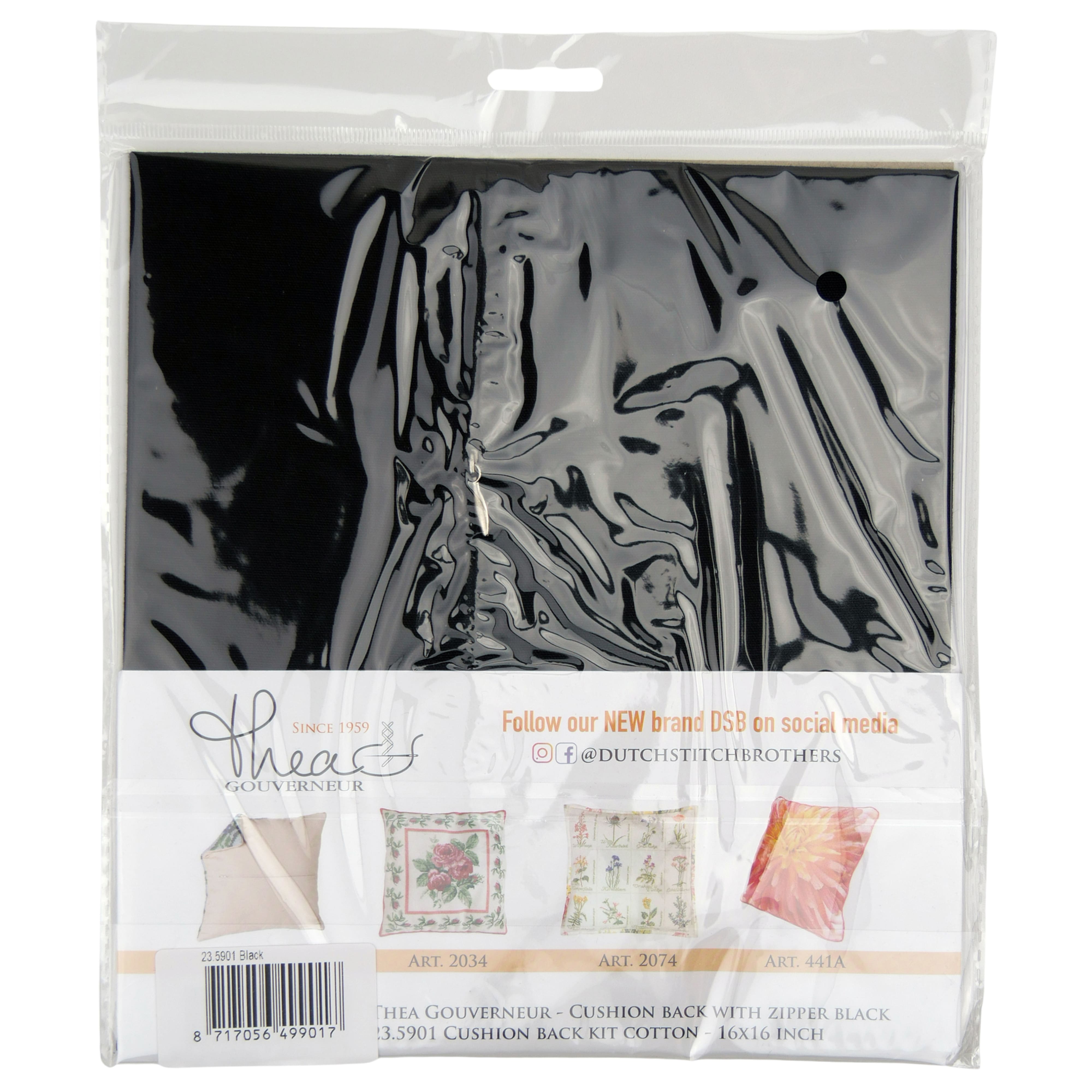 Thea Gouverneur Since 1959® 16" x 16" Black Pillow Back Panel with Zipper