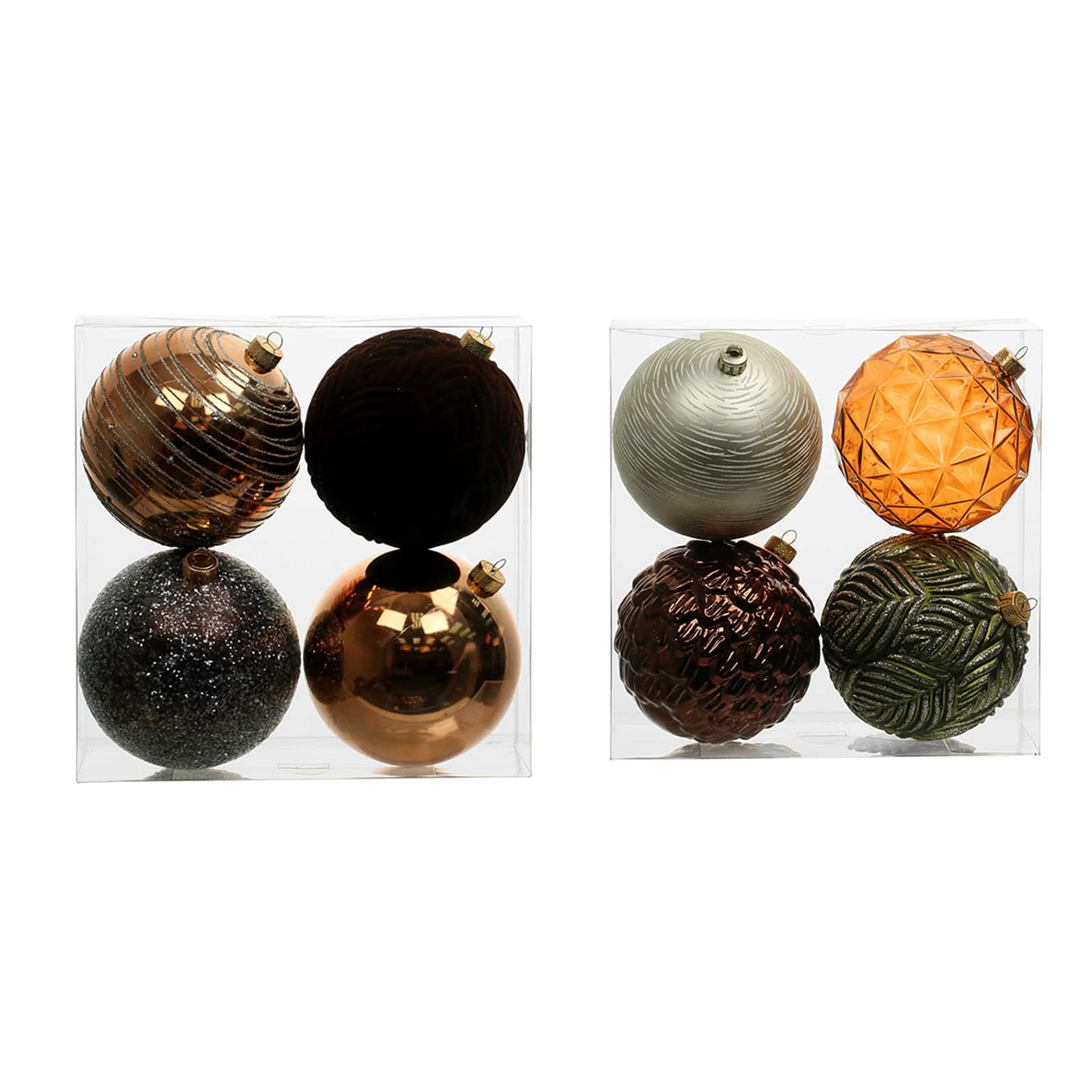 Assorted 4.7&#x22; Gold &#x26; Black Textured Shatterproof Ball Ornaments, 4pc. by Ashland&#xAE;