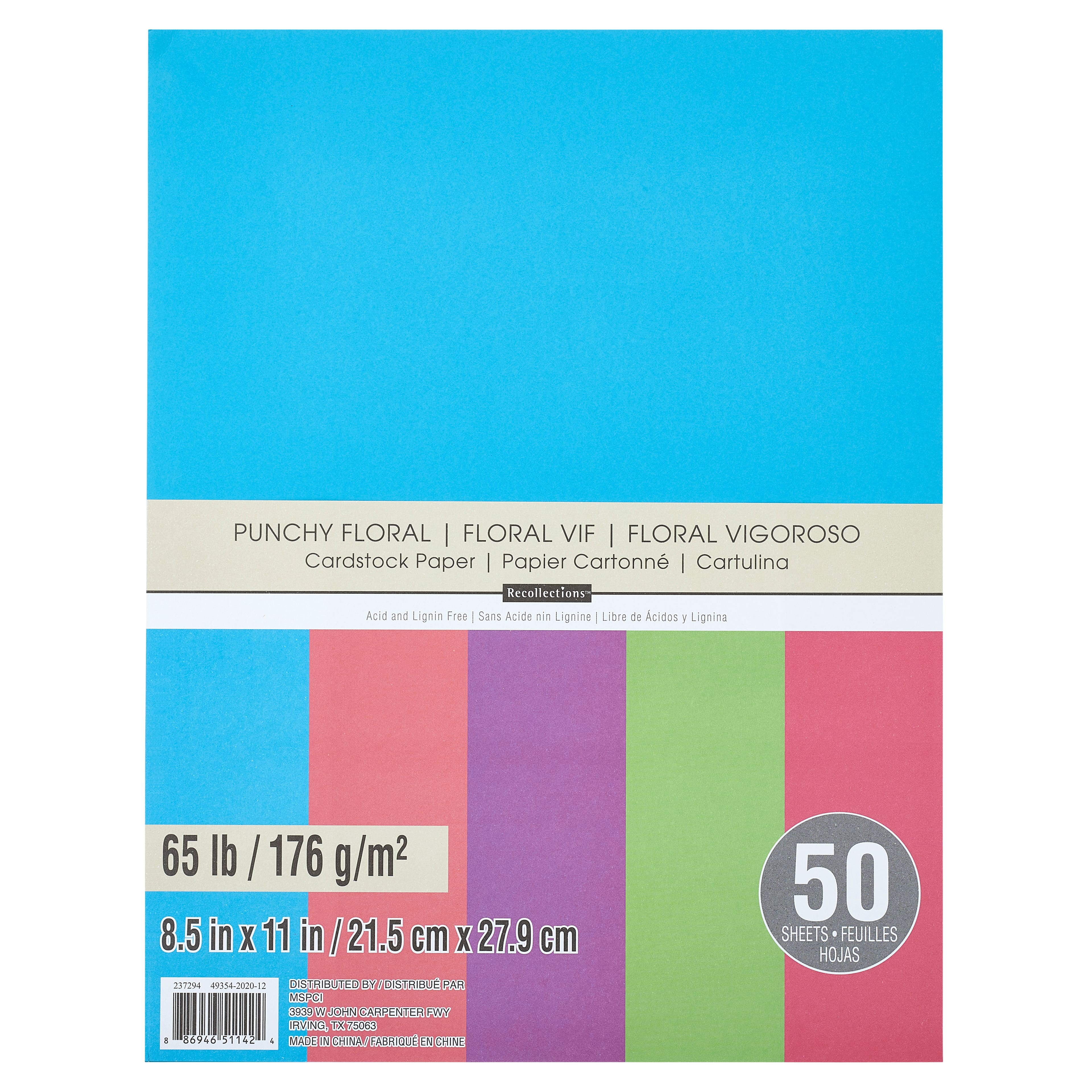 12 Packs: 50 ct. (600 total) Punchy Floral 8.5&#x22; x 11&#x22; Cardstock Paper by Recollections&#x2122;
