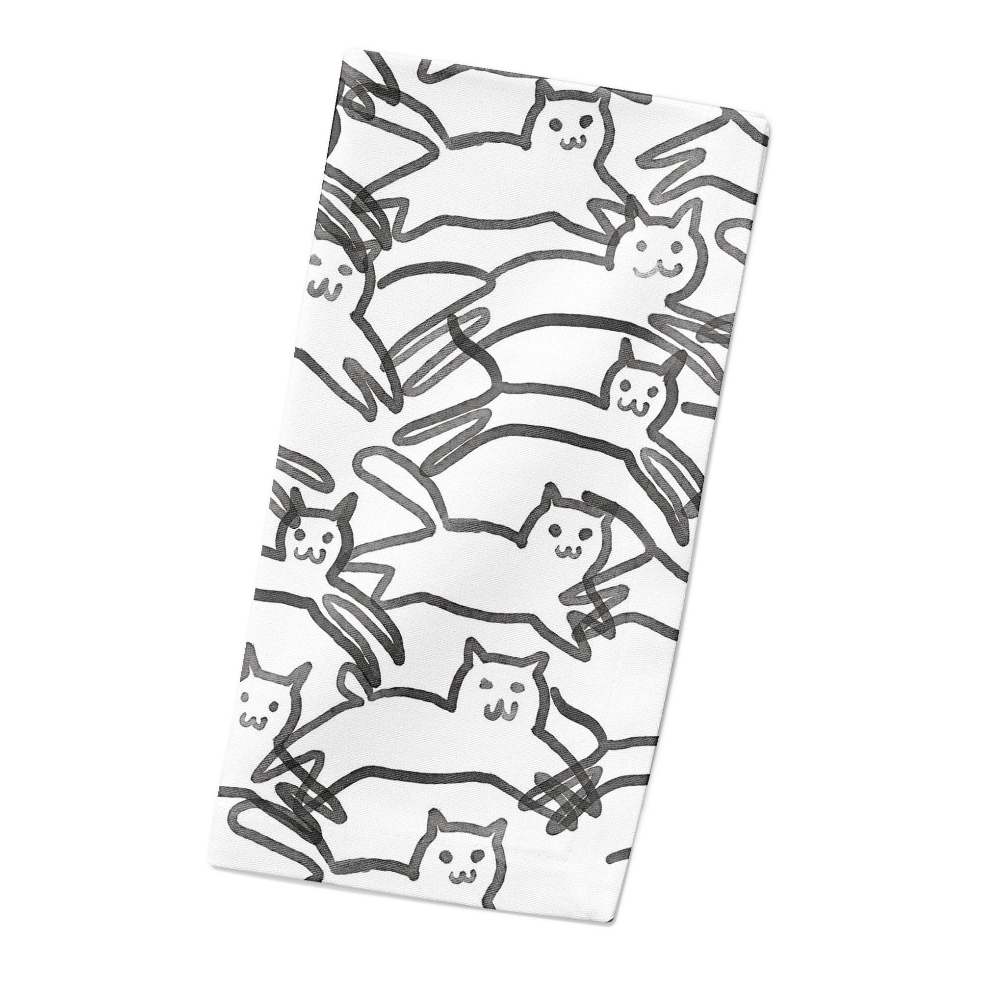 Leaping Cat Pattern II 10" x 10" Cotton Twill Napkin