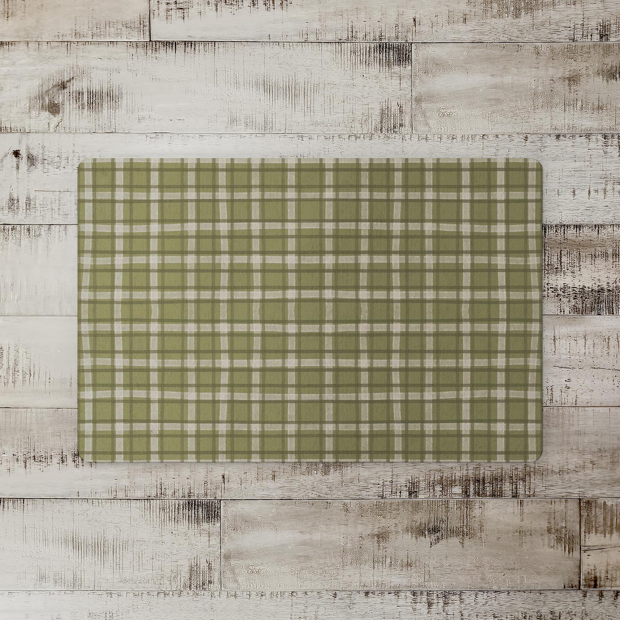 Green Multi Plaid Floor Mat