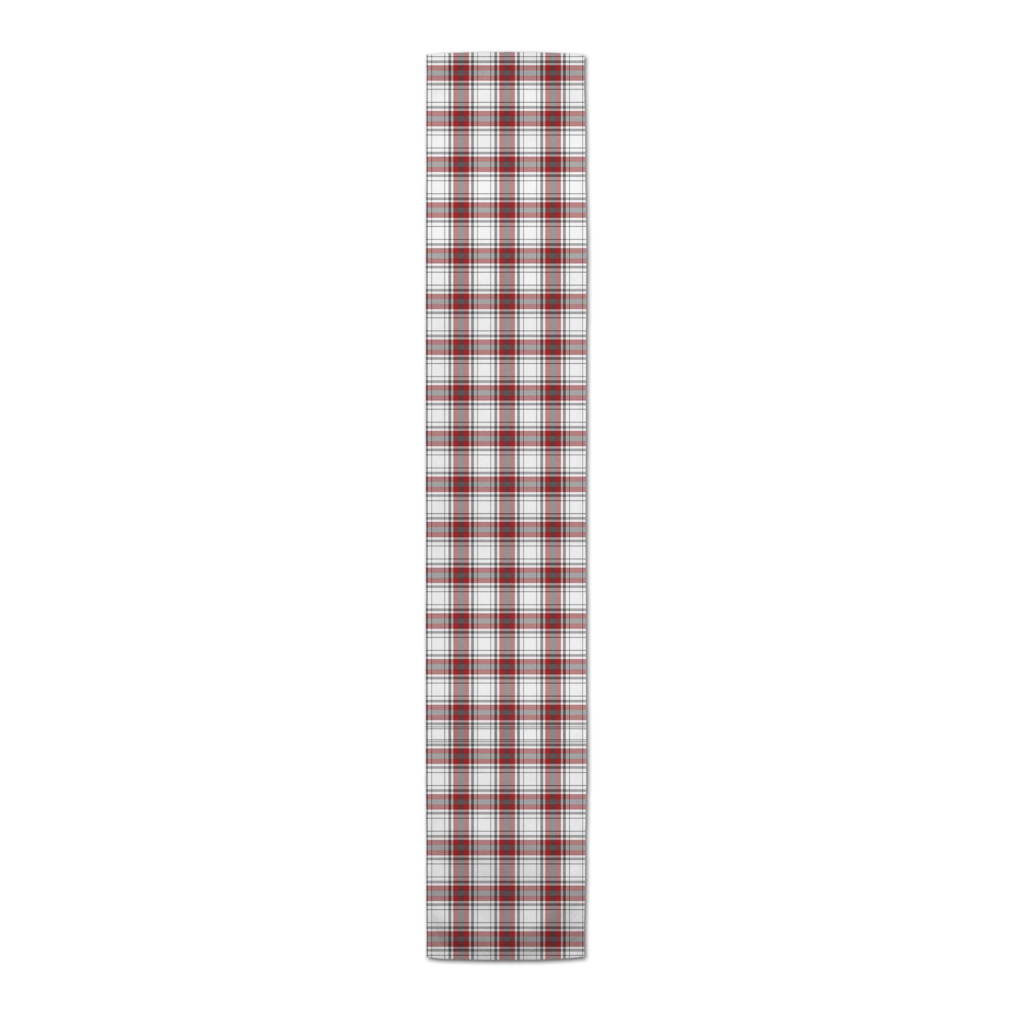 Red Gray Plaid 16x72 Cotton Twill Runner