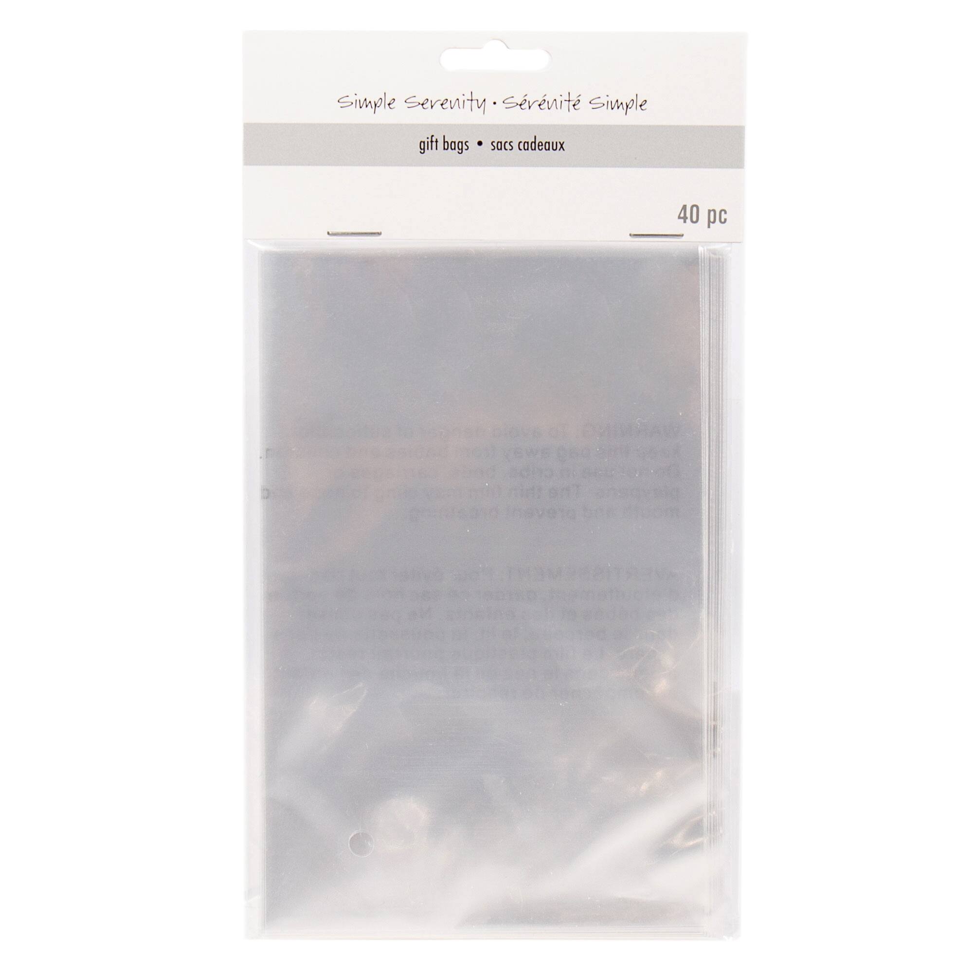 18 Packs 40 ct. (720 total) Simple Serenity Cellophane Gift Bags by