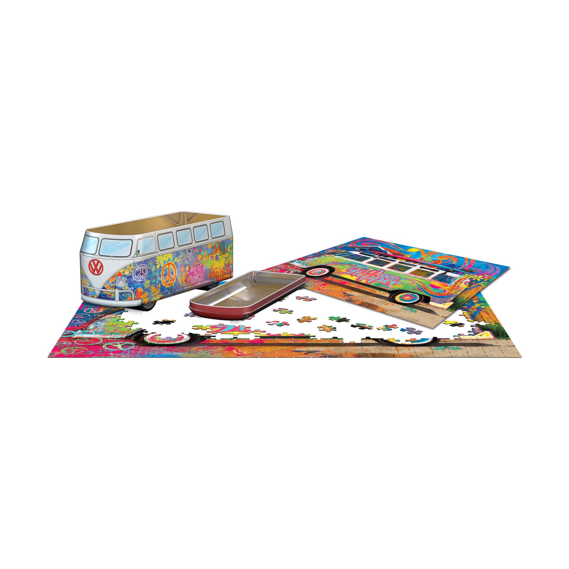 VW Wave Hopper Collectible Bus-Shaped Tin Puzzle: 550 Pcs