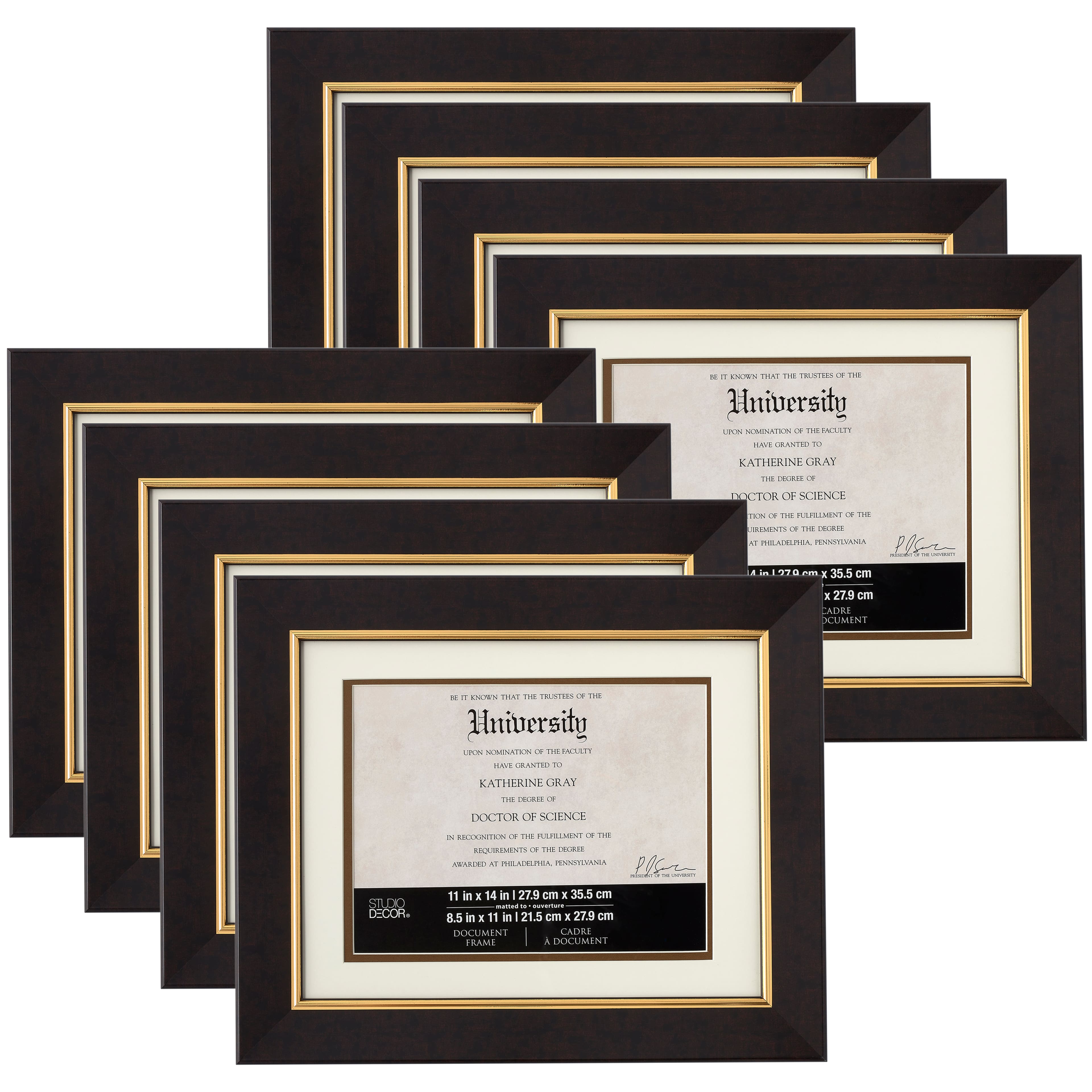 8 Pack: Brown & Gold 8.5" x 11" Document Frame with Mat by Studio Décor®