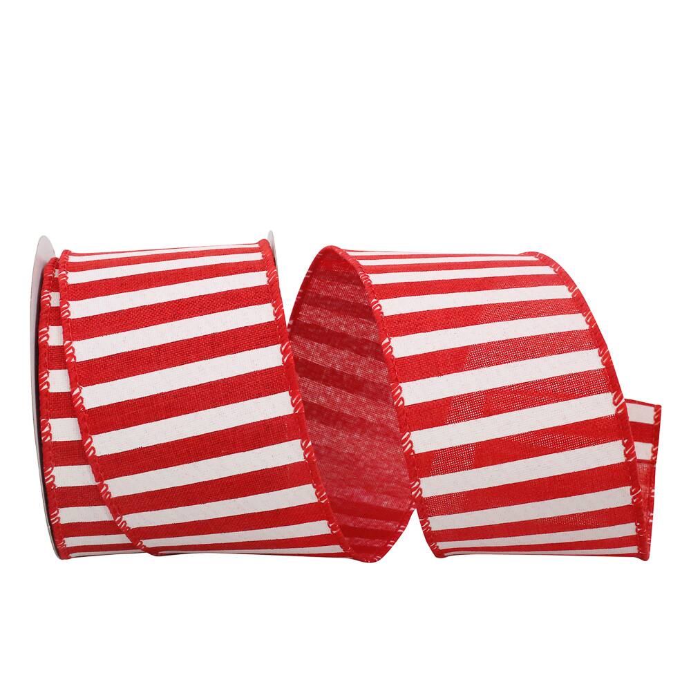 JAM Paper 2.5" x 10yd. Red Wired Railroad Stripe Ribbon