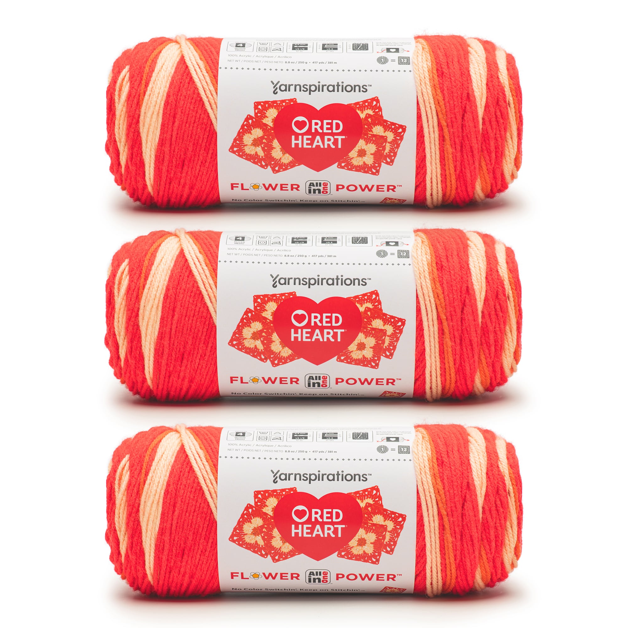 3 Pack Red Heart&#xAE; All In One Flower Power&#x2122; Yarn