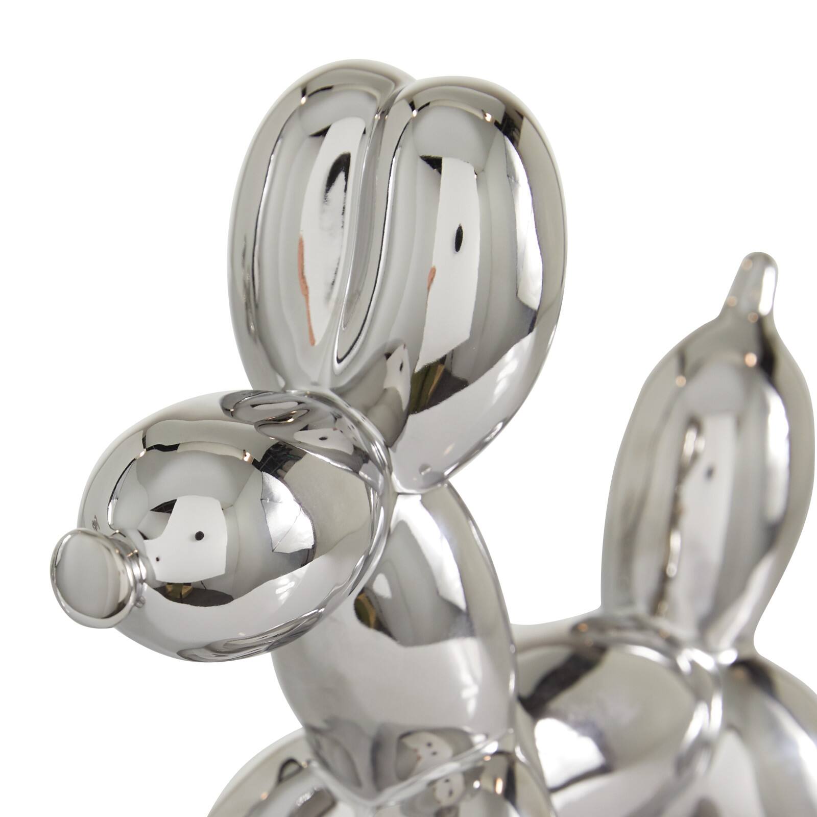 Silver Porcelain Balloon Animal Dog Sculpture Set