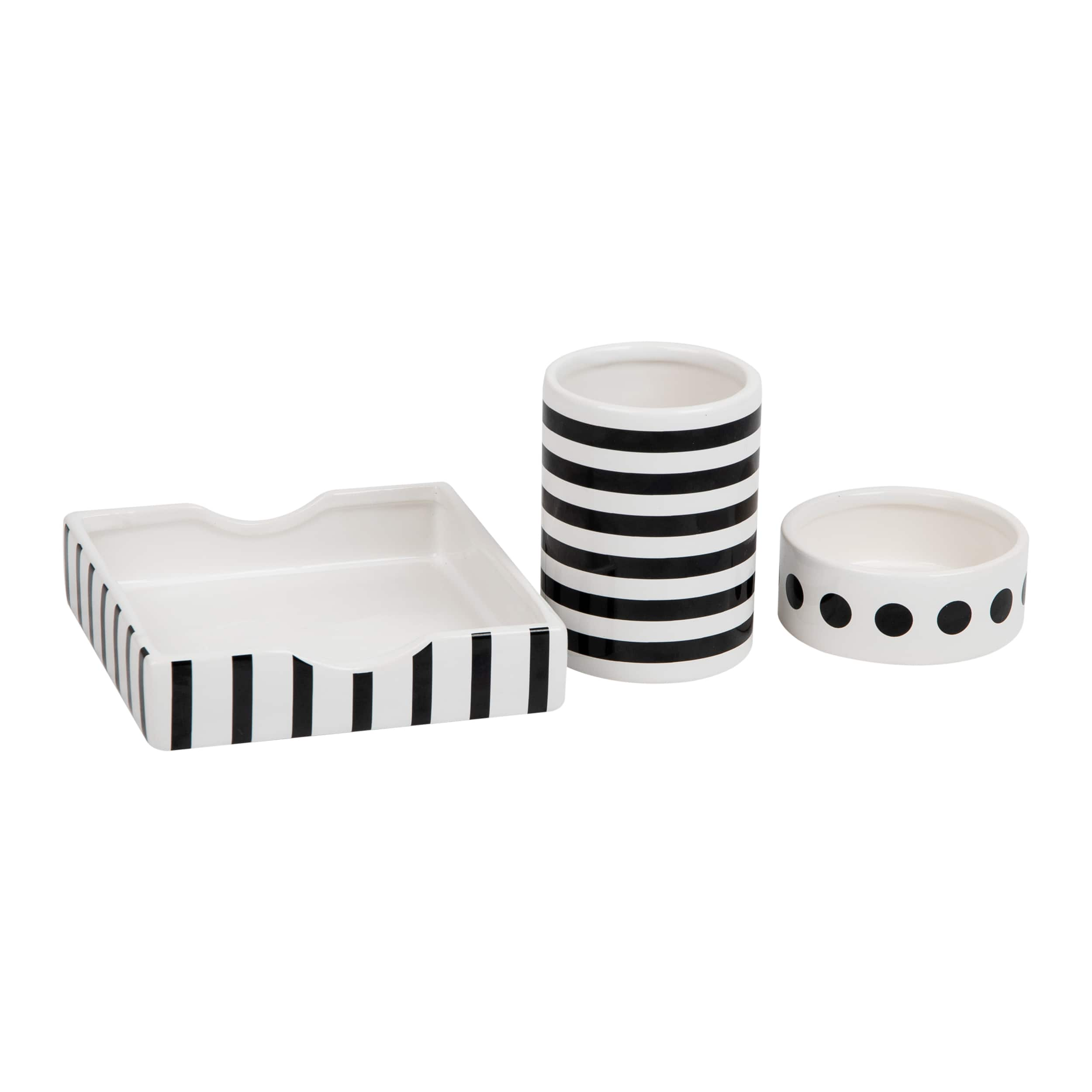 Mind Reader Ditto Collection Black &#x26; White Pen Cup, Clip Dish &#x26; Memo Tray Set