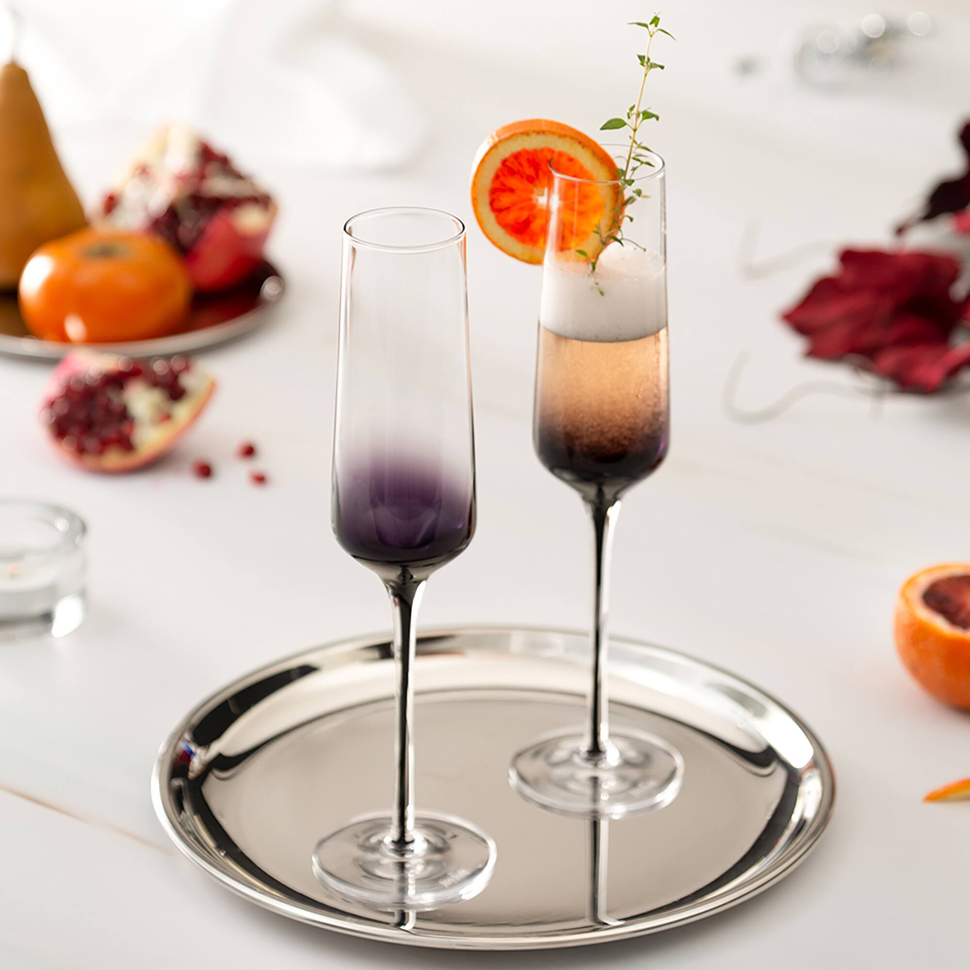 JoyJolt&#xAE; 7.3oz. Black Swan Champagne Glasses, 2ct.