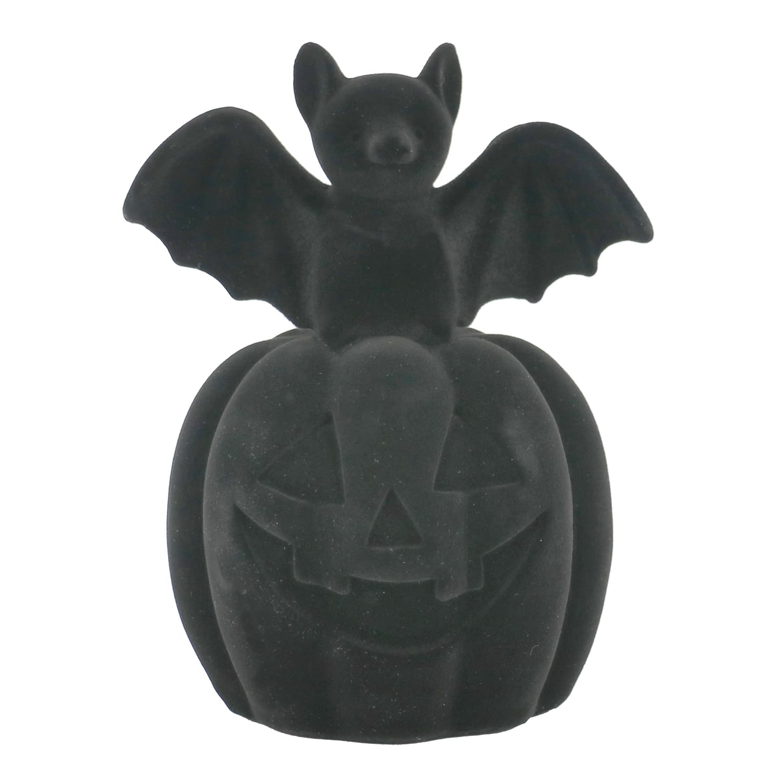 6.5&#x22; Flocked Bat on Jack-O&#x27;-Lantern Tabletop Accent by Ashland&#xAE;