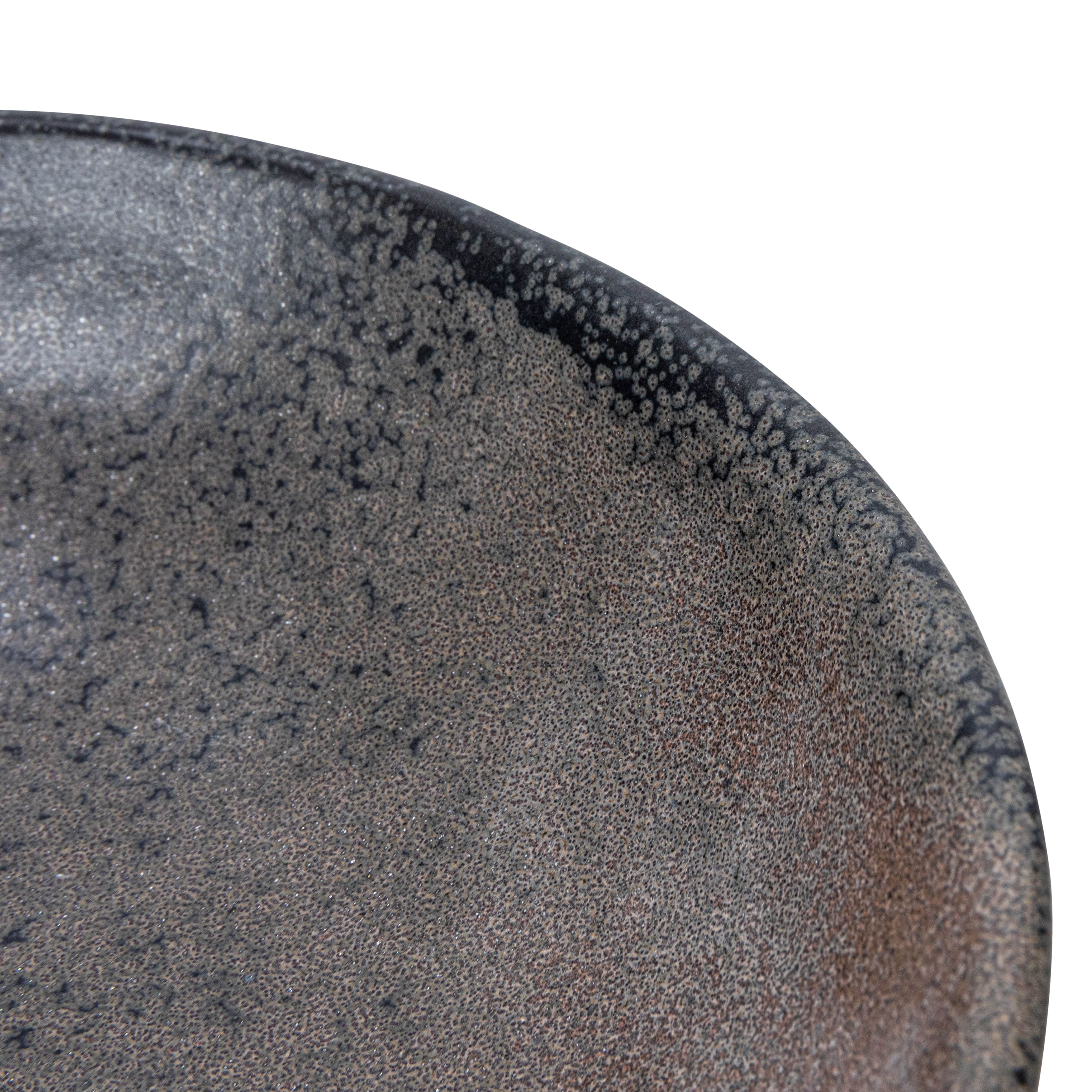 Hello Honey&#xAE; 8&#x22; Black Reactive Glaze Stoneware Bowl with Handle &#x26; Base