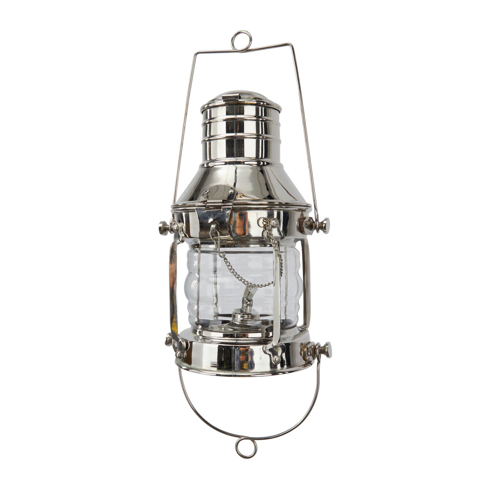 9" Silver Brass Candle Lantern