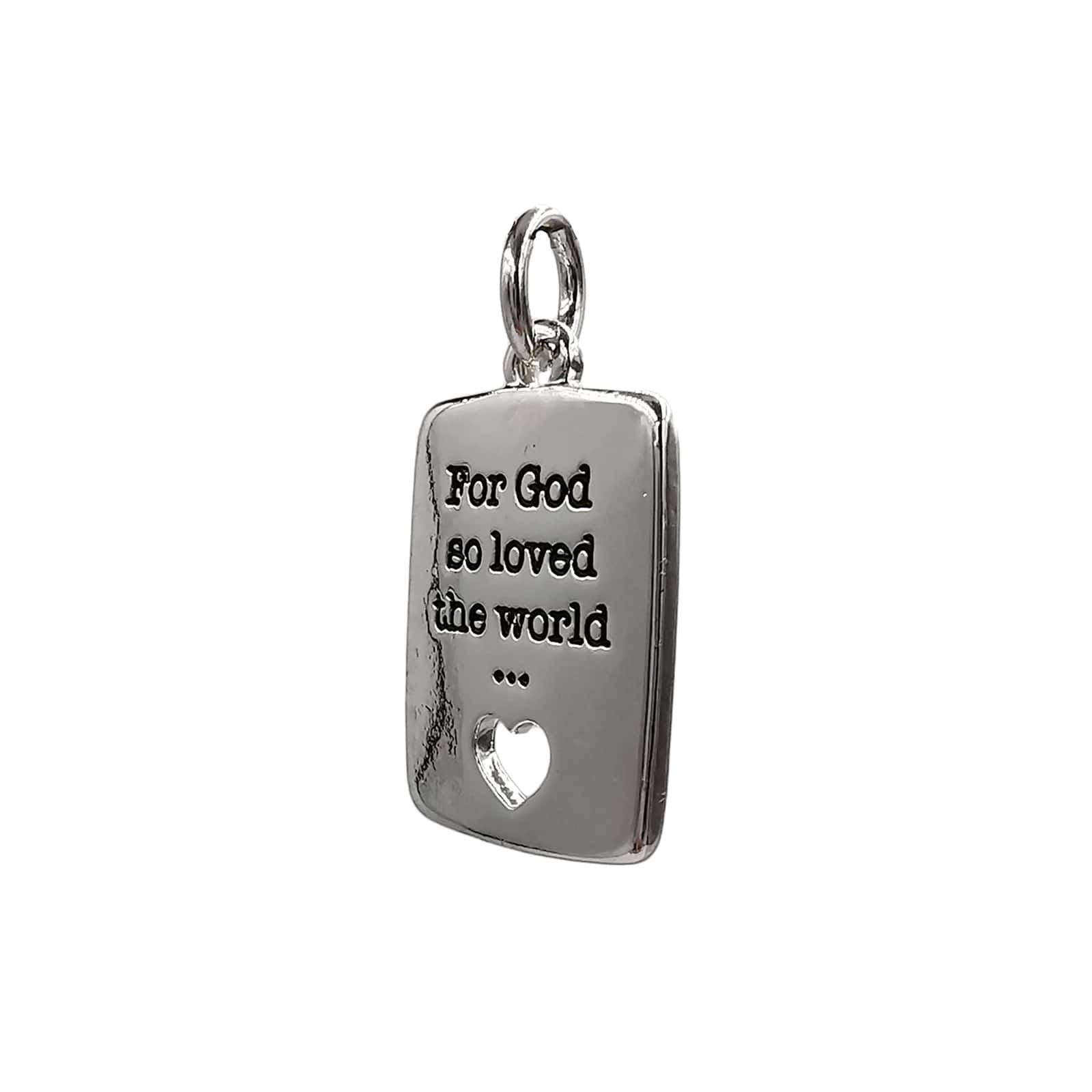 Charmalong™ Silver Plated For God So Loved the World Charm by Bead Landing™