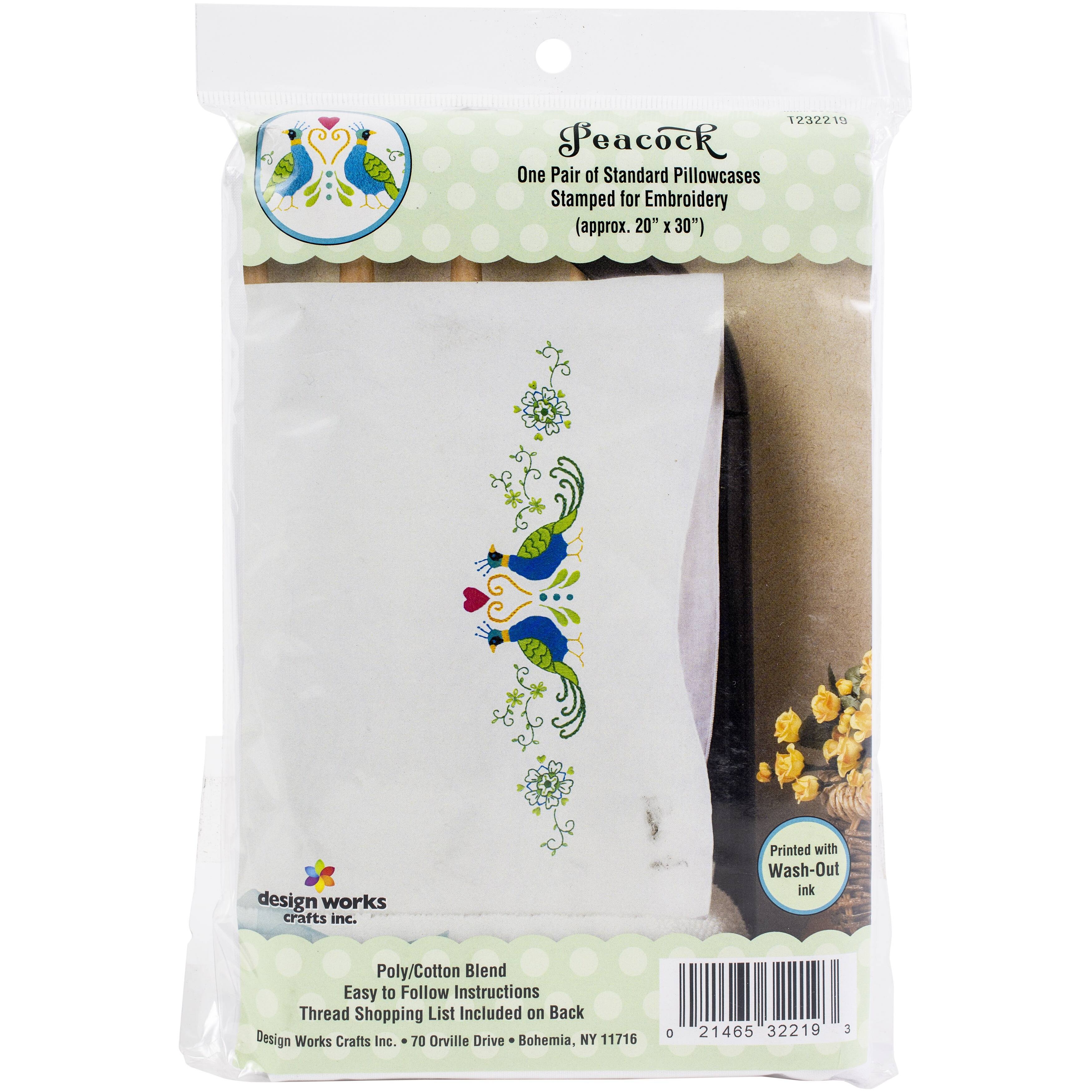 Design Works™ Peacock Stamped For Embroidery Pillowcase Set Michaels