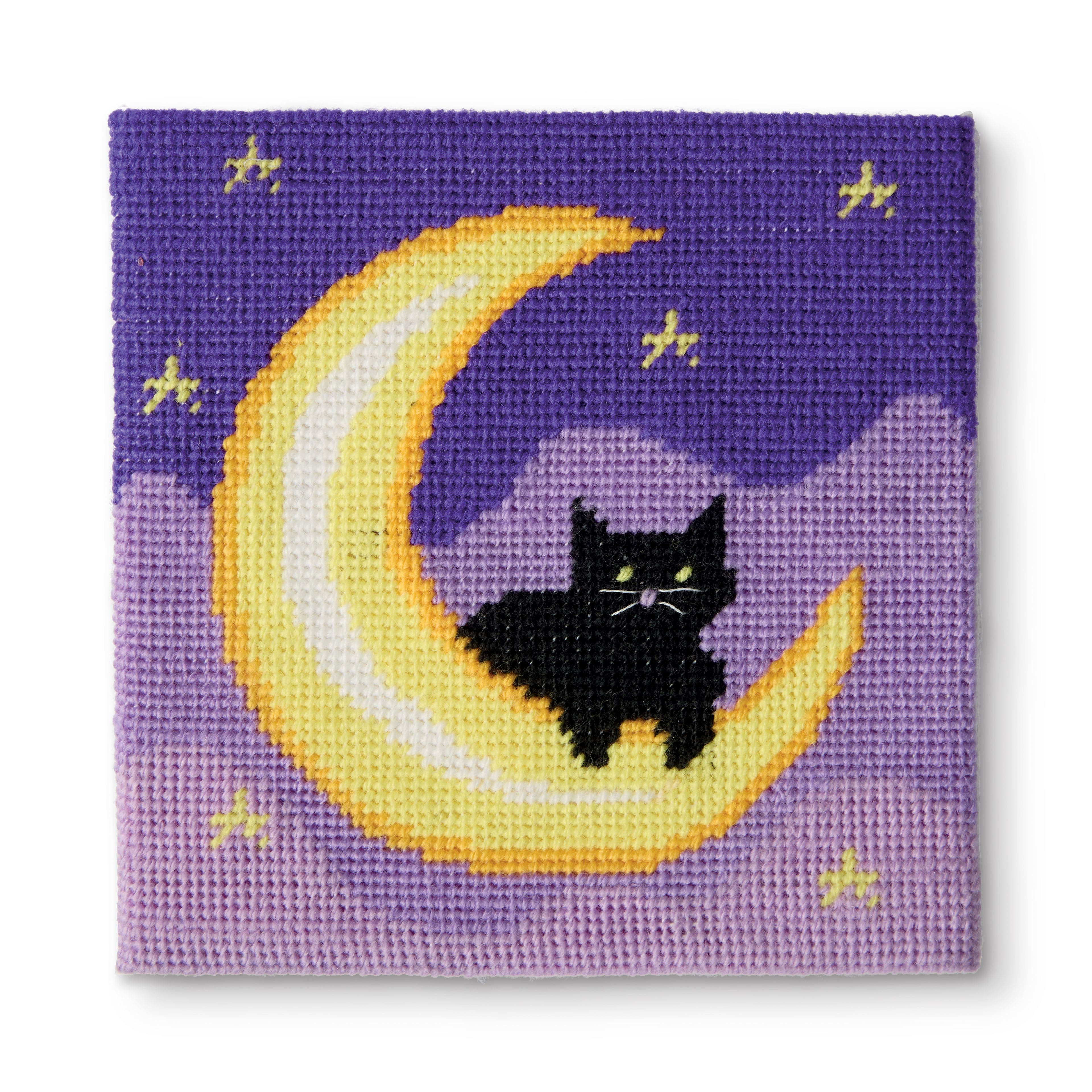 6&#x22; x 6&#x22; Cat &#x26; Moon Needlepoint Kit by Loops &#x26; Threads&#xAE;