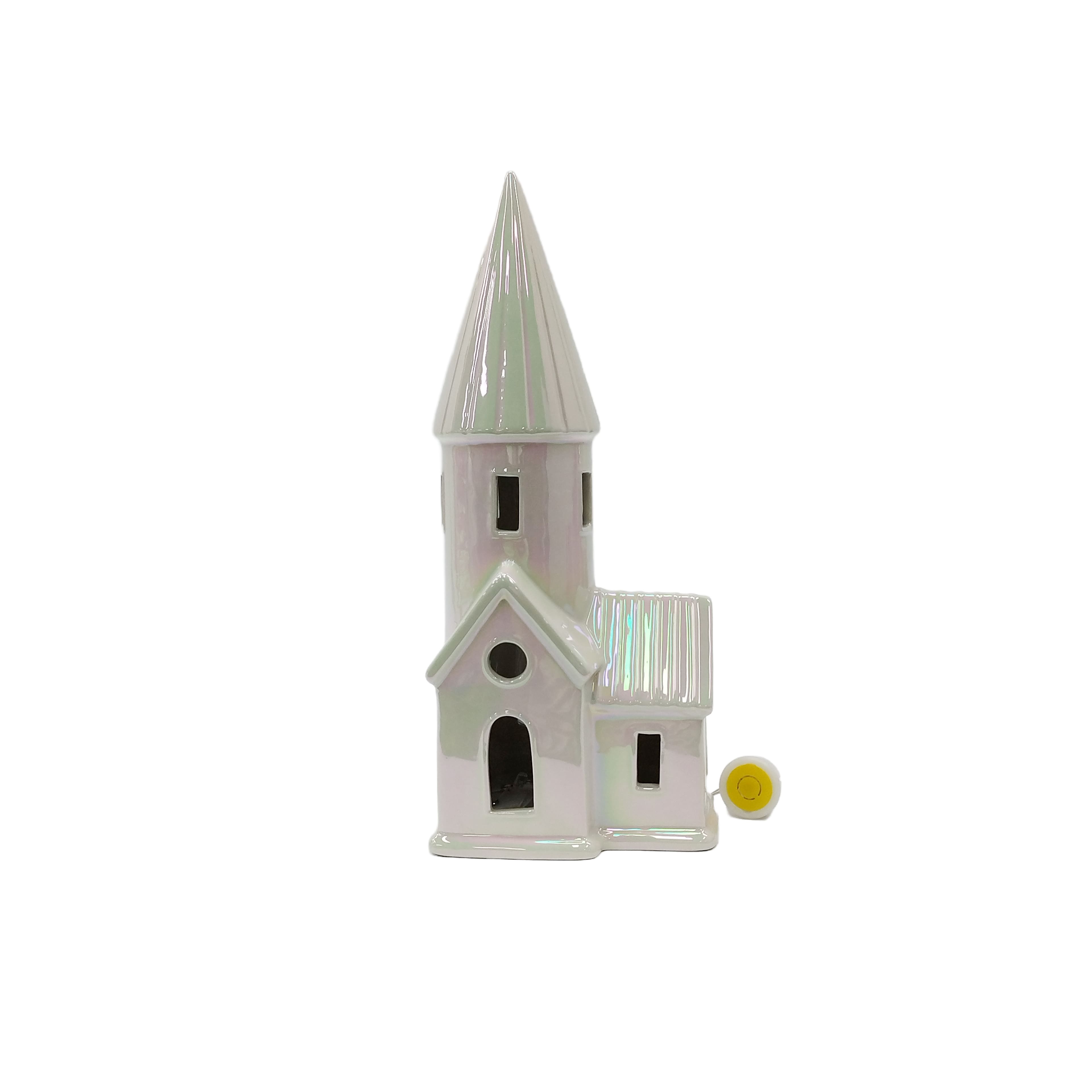 11.75&#x22; Iridescent White Church LED Tabletop D&#xE9;cor by Ashland&#xAE;